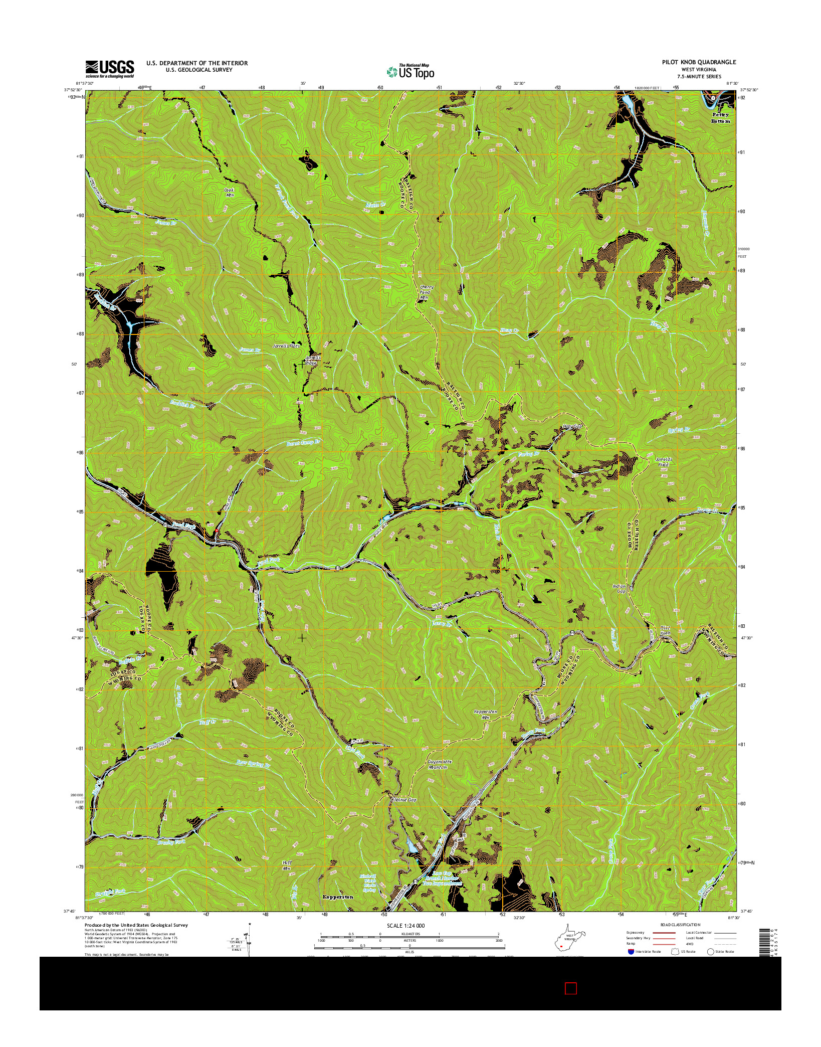 USGS US TOPO 7.5-MINUTE MAP FOR PILOT KNOB, WV 2014