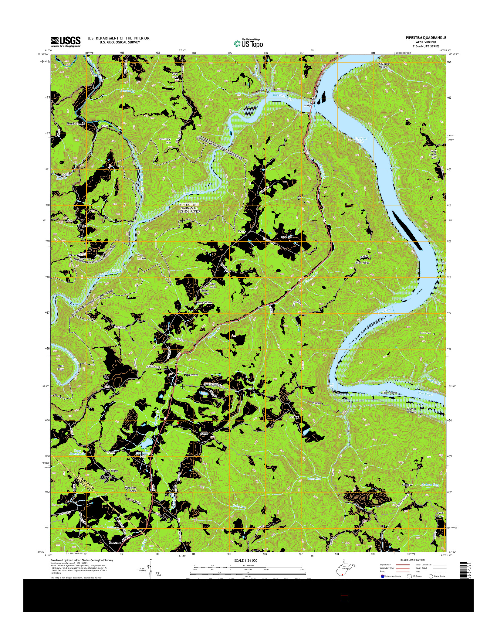 USGS US TOPO 7.5-MINUTE MAP FOR PIPESTEM, WV 2014