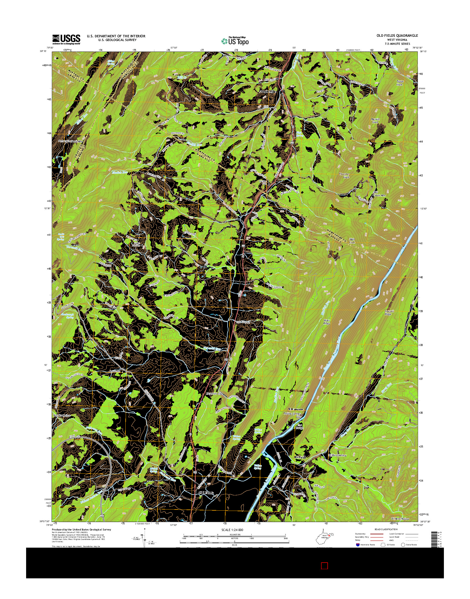 USGS US TOPO 7.5-MINUTE MAP FOR OLD FIELDS, WV 2014