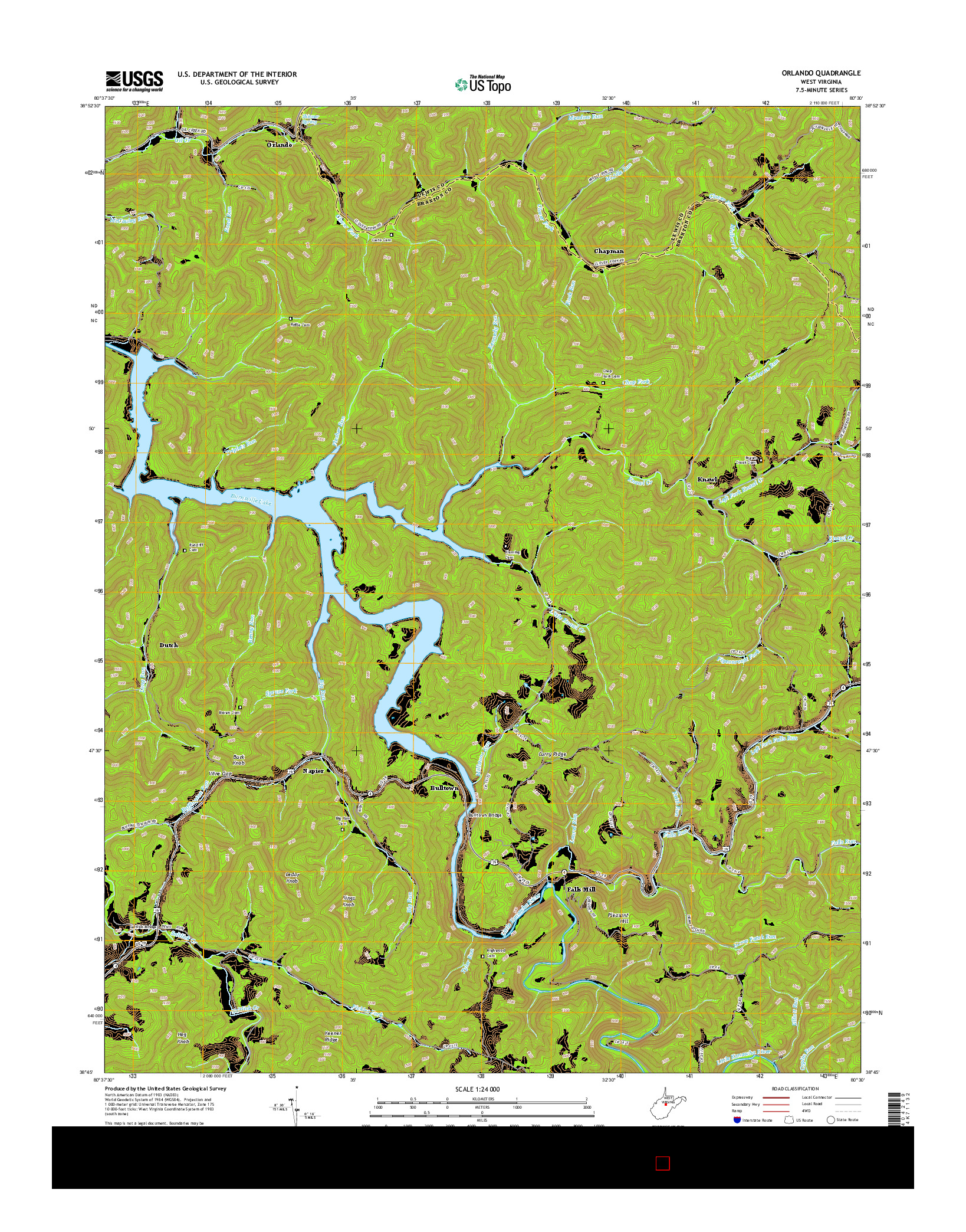 USGS US TOPO 7.5-MINUTE MAP FOR ORLANDO, WV 2014