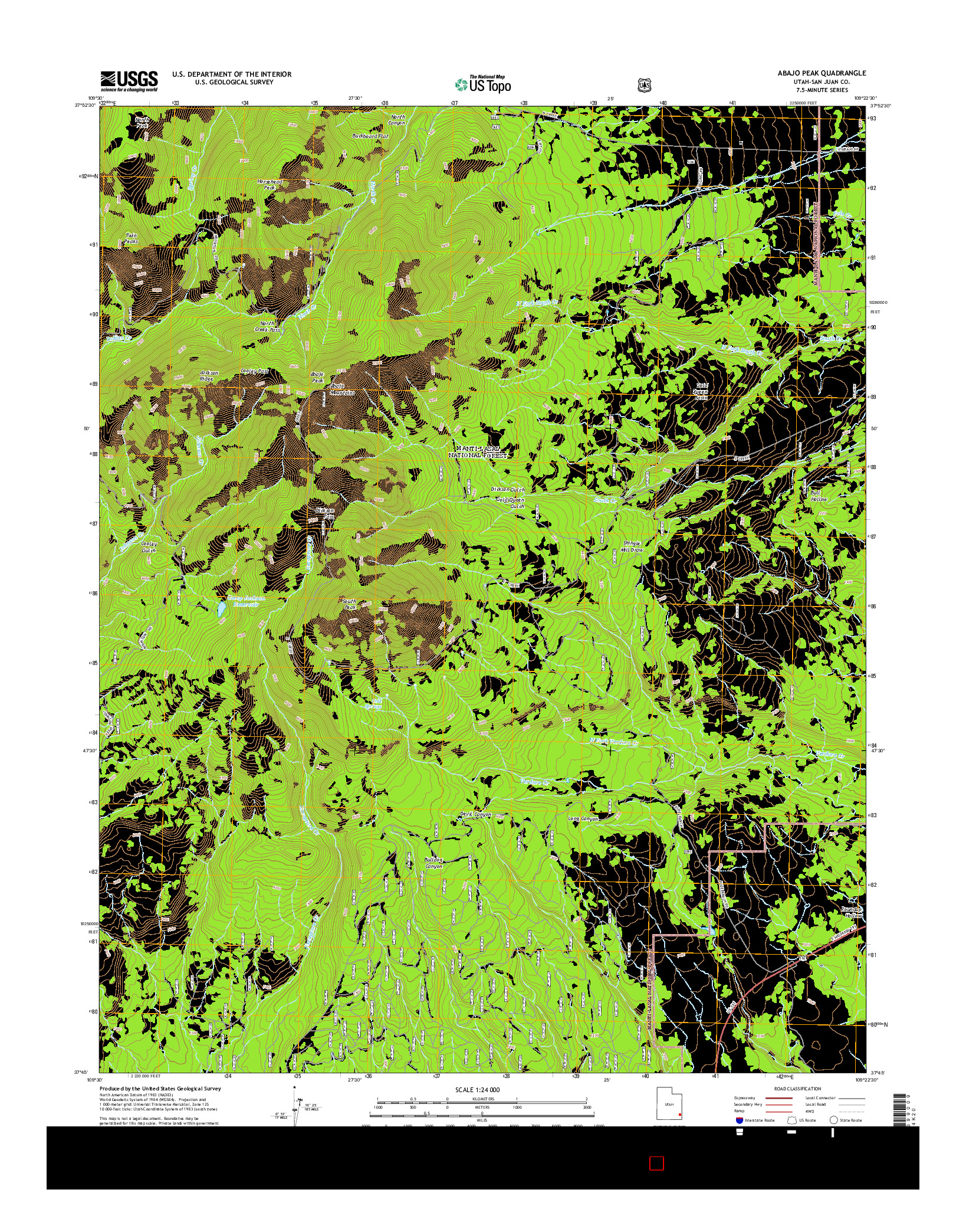 USGS US TOPO 7.5-MINUTE MAP FOR ABAJO PEAK, UT 2014