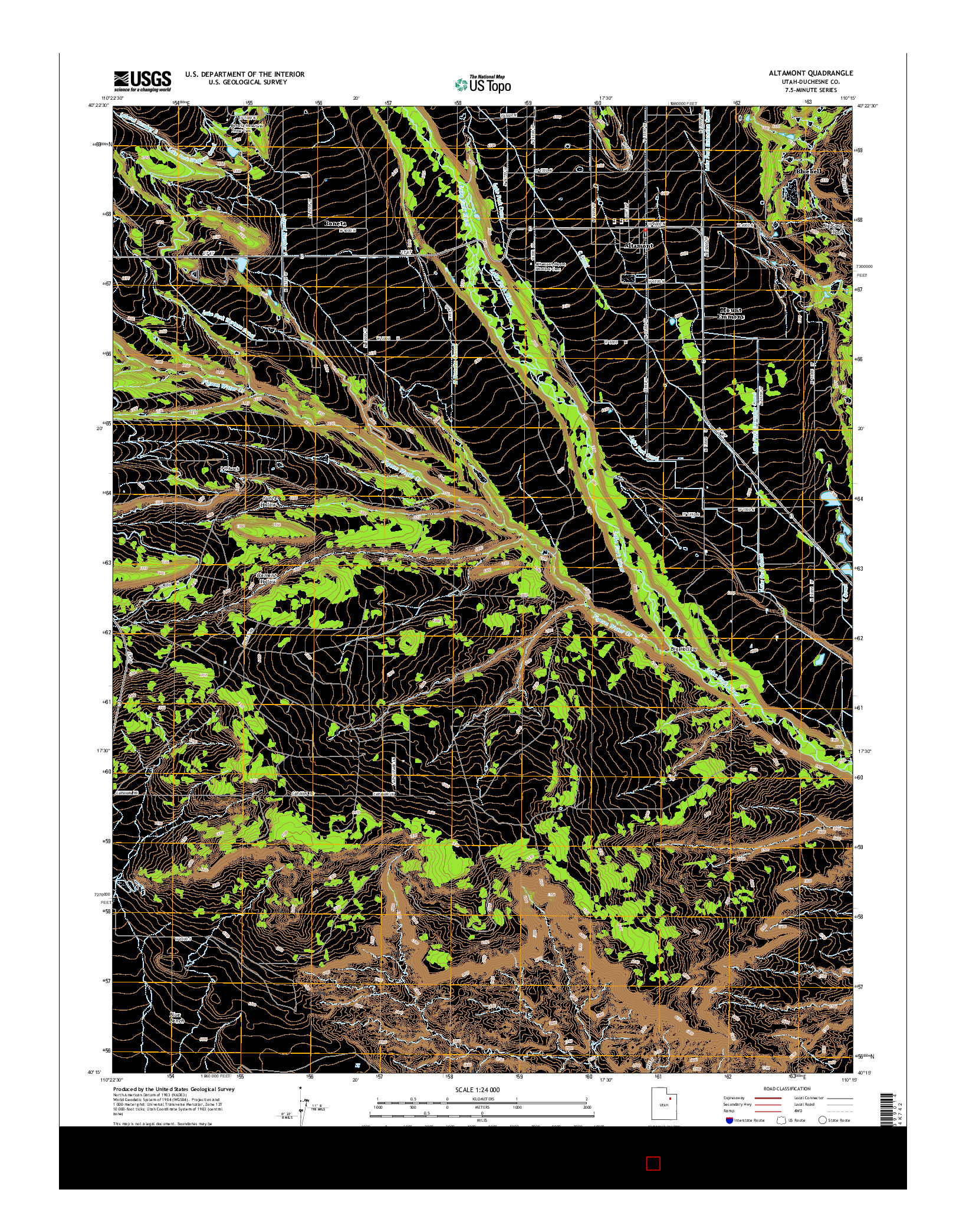 USGS US TOPO 7.5-MINUTE MAP FOR ALTAMONT, UT 2014