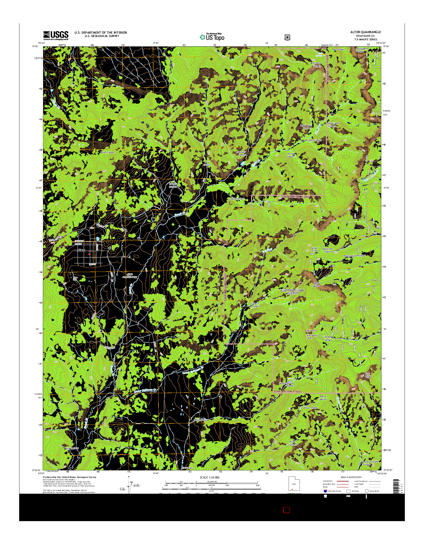 USGS US TOPO 7.5-MINUTE MAP FOR ALTON, UT 2014