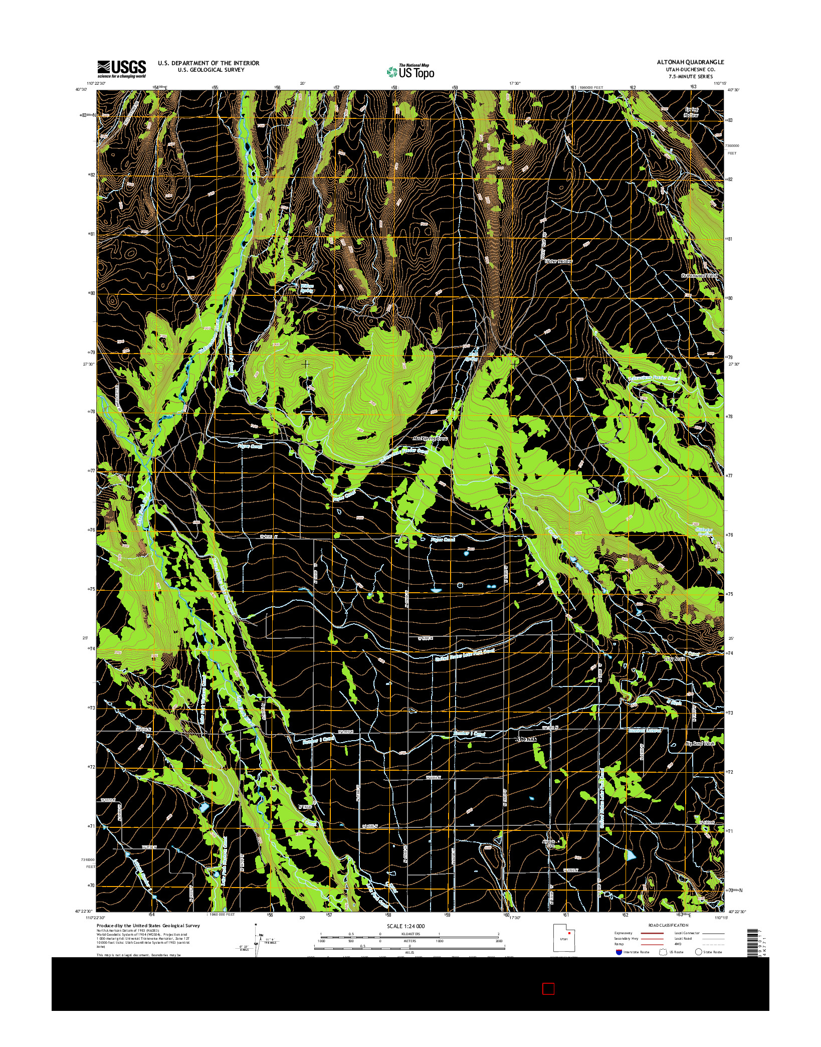 USGS US TOPO 7.5-MINUTE MAP FOR ALTONAH, UT 2014