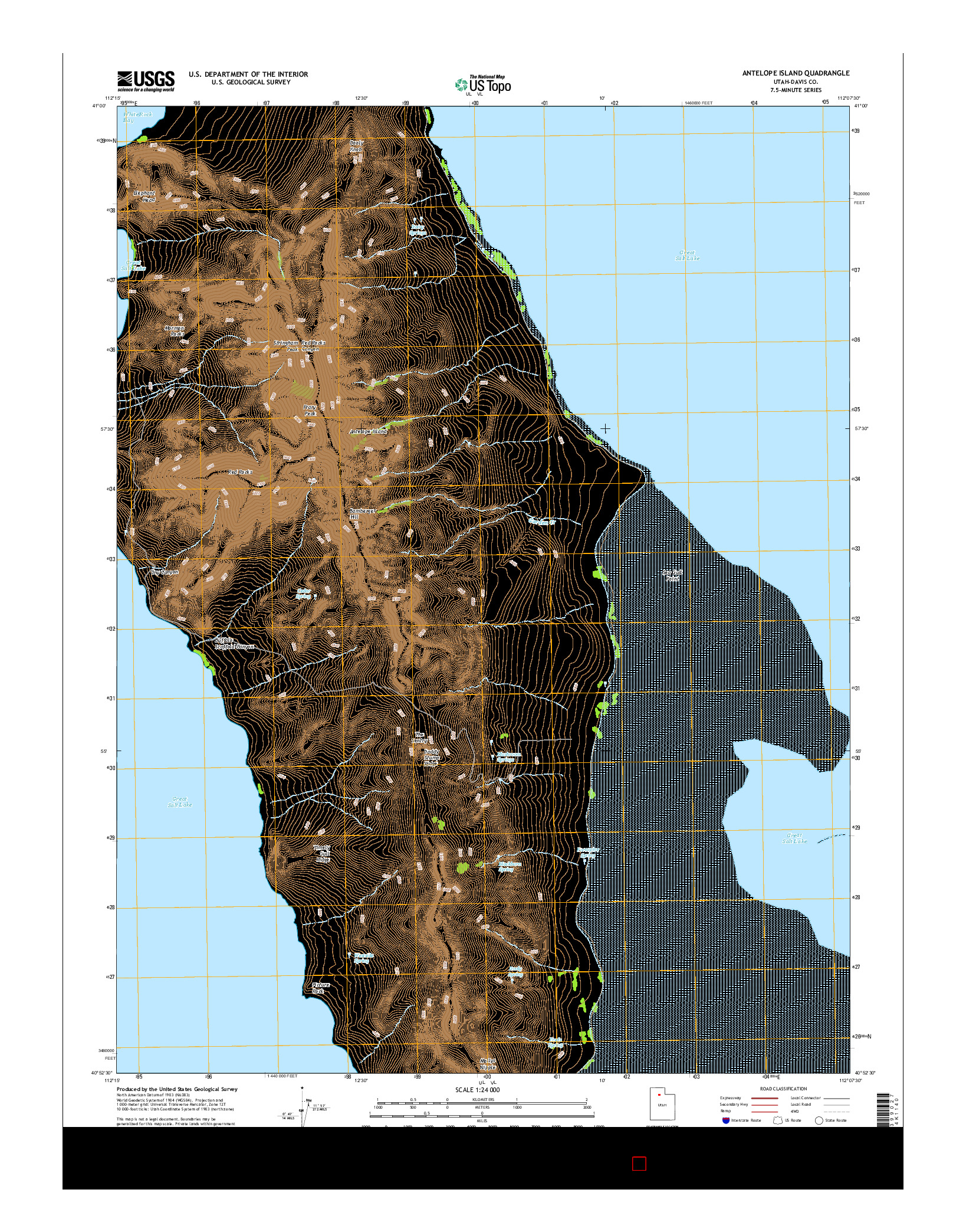 USGS US TOPO 7.5-MINUTE MAP FOR ANTELOPE ISLAND, UT 2014