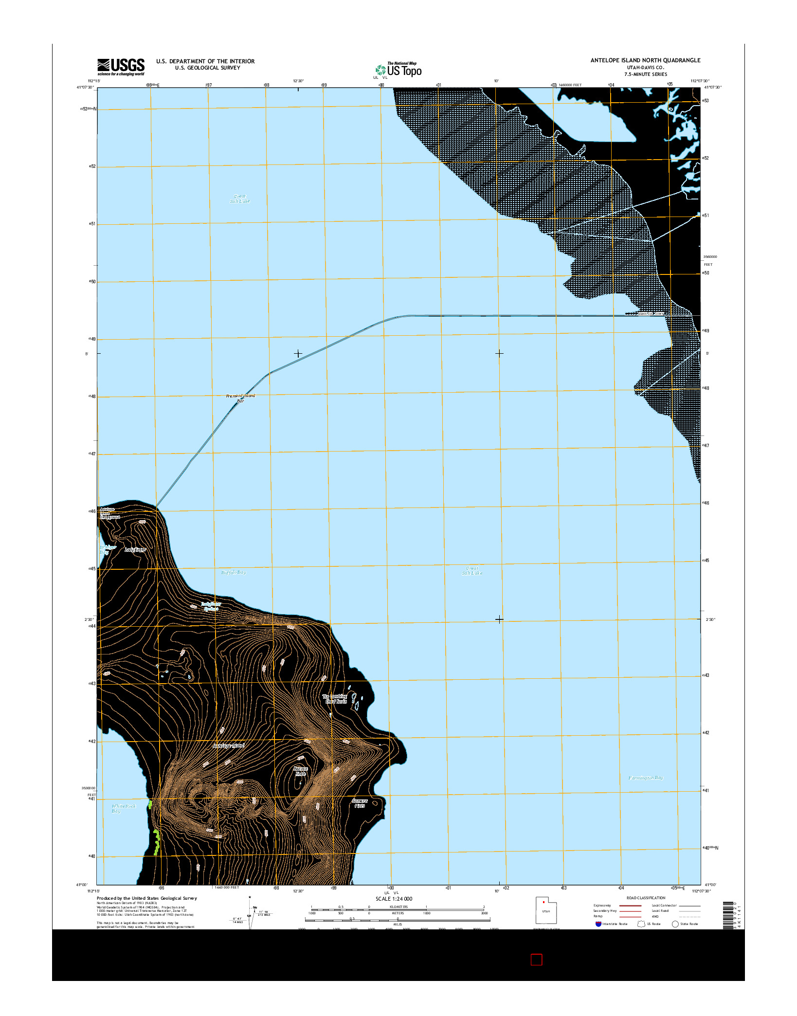 USGS US TOPO 7.5-MINUTE MAP FOR ANTELOPE ISLAND NORTH, UT 2014