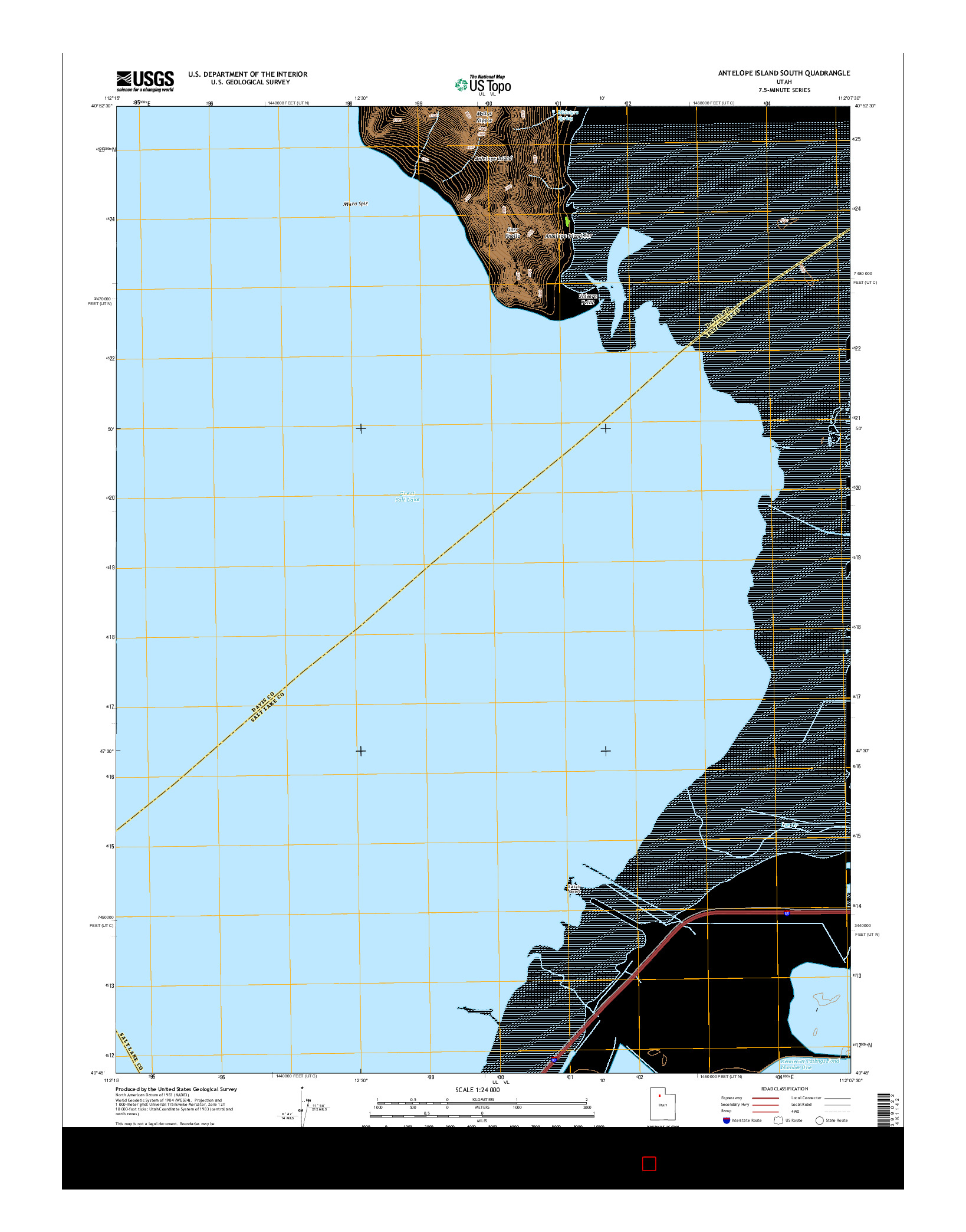 USGS US TOPO 7.5-MINUTE MAP FOR ANTELOPE ISLAND SOUTH, UT 2014