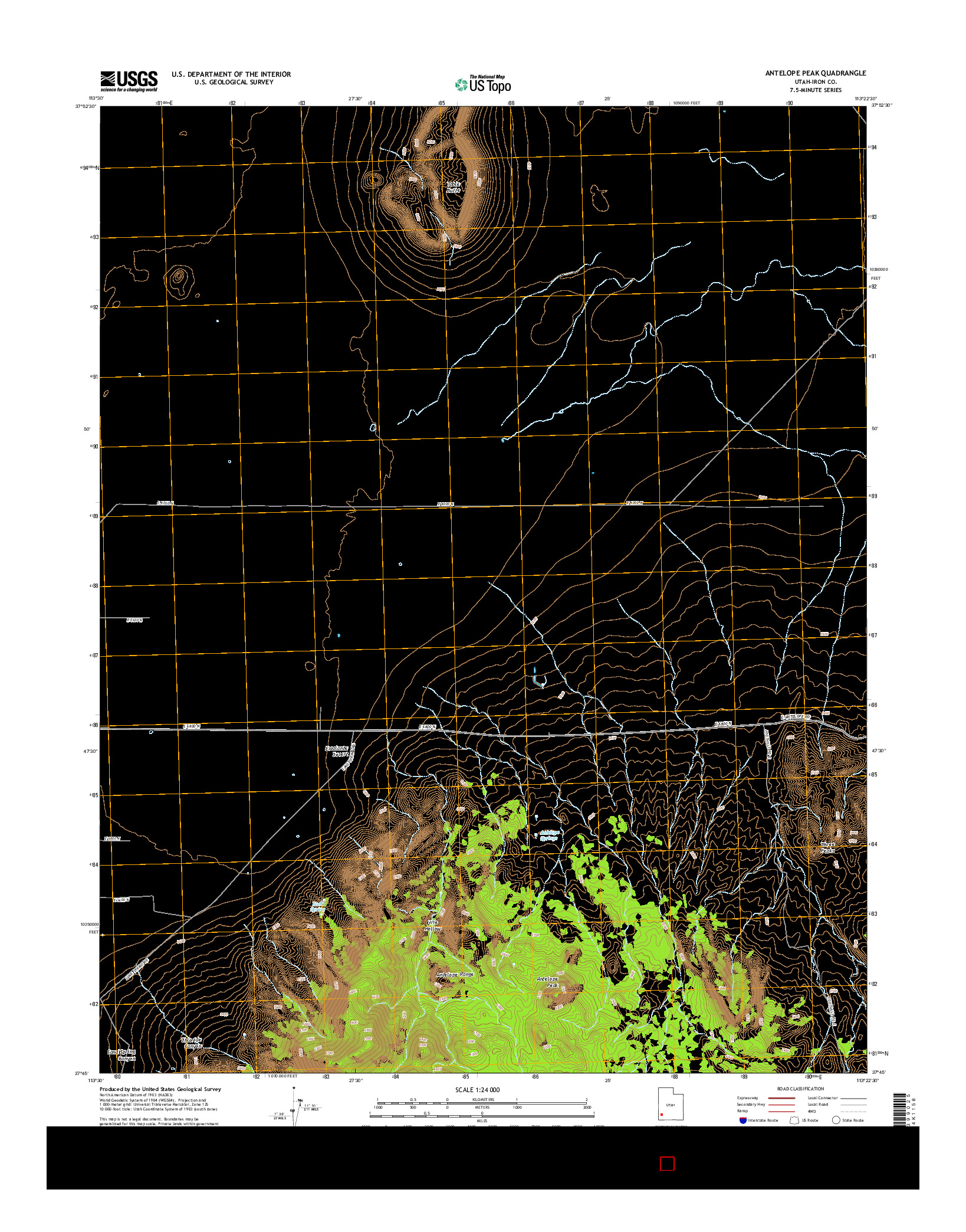 USGS US TOPO 7.5-MINUTE MAP FOR ANTELOPE PEAK, UT 2014