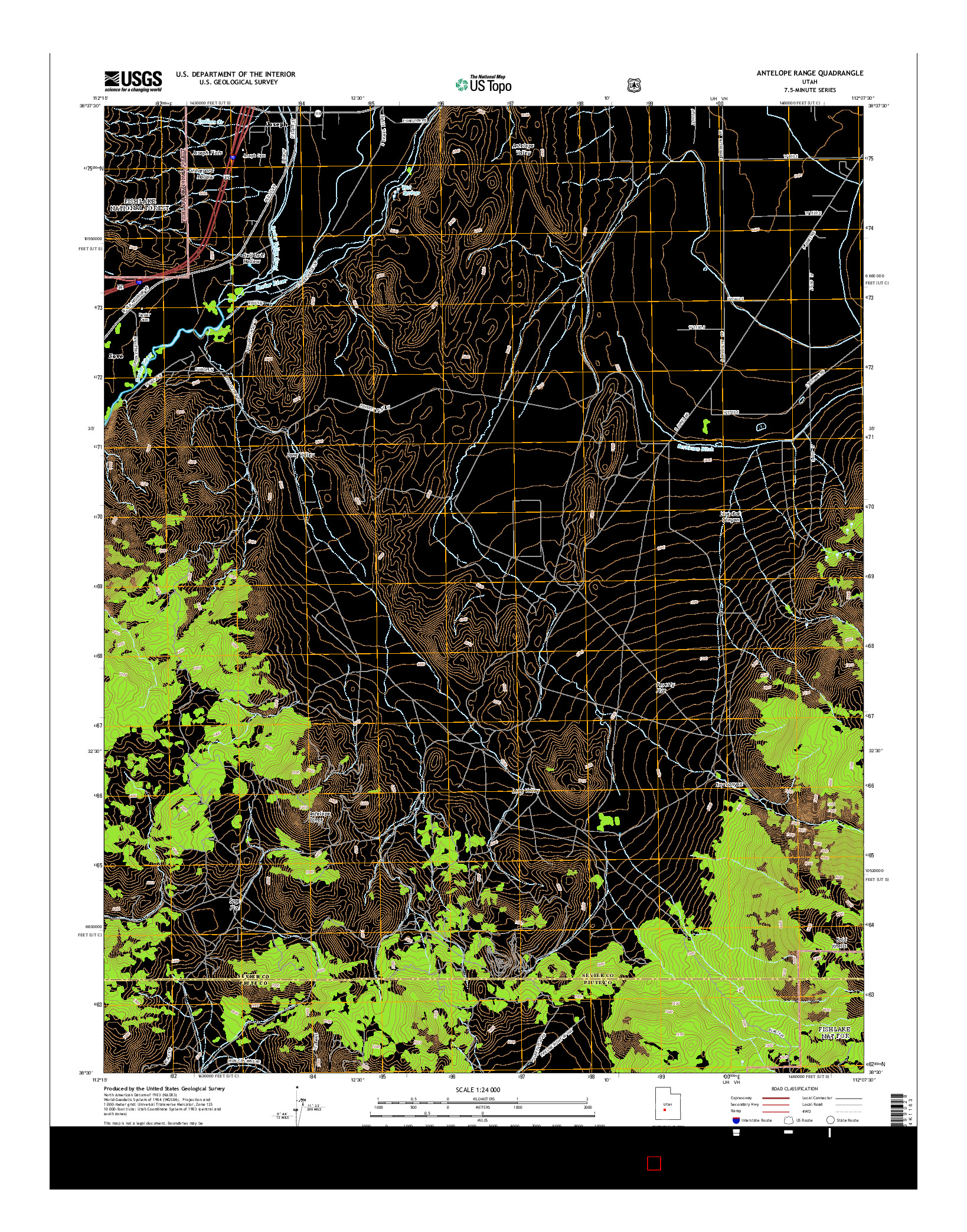 USGS US TOPO 7.5-MINUTE MAP FOR ANTELOPE RANGE, UT 2014