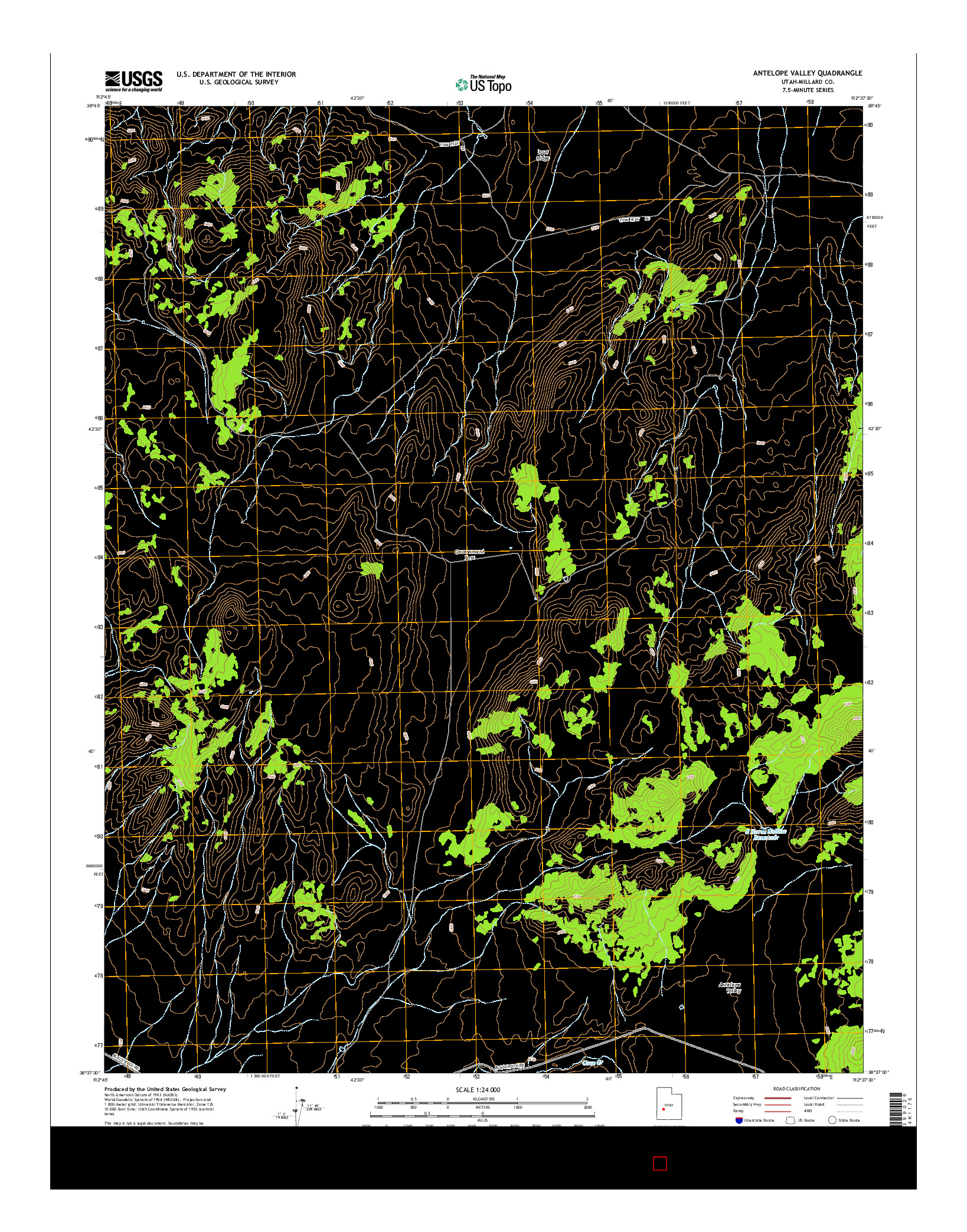 USGS US TOPO 7.5-MINUTE MAP FOR ANTELOPE VALLEY, UT 2014