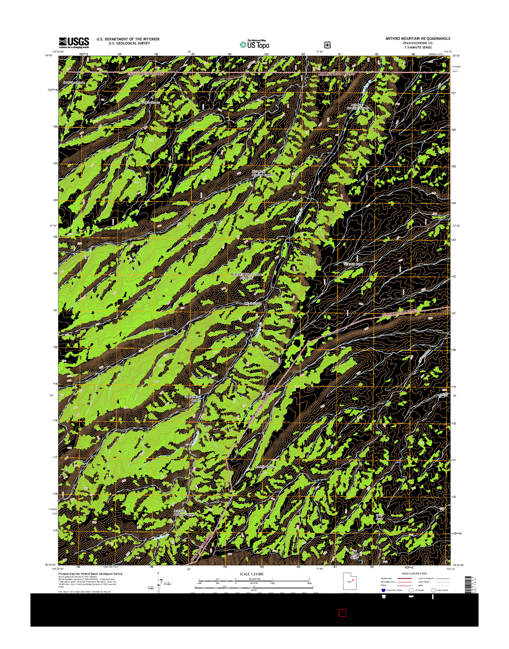 USGS US TOPO 7.5-MINUTE MAP FOR ANTHRO MOUNTAIN NE, UT 2014