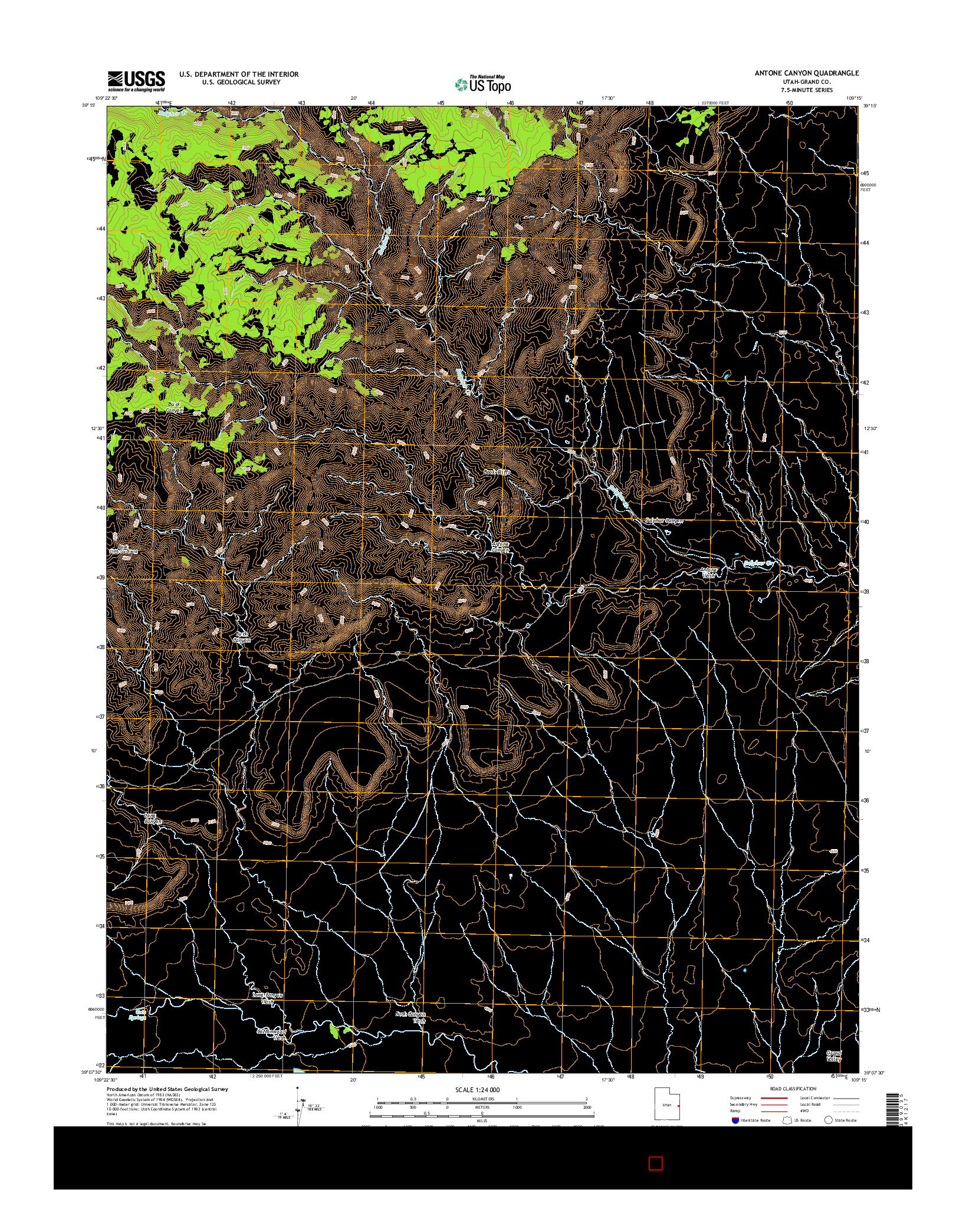 USGS US TOPO 7.5-MINUTE MAP FOR ANTONE CANYON, UT 2014