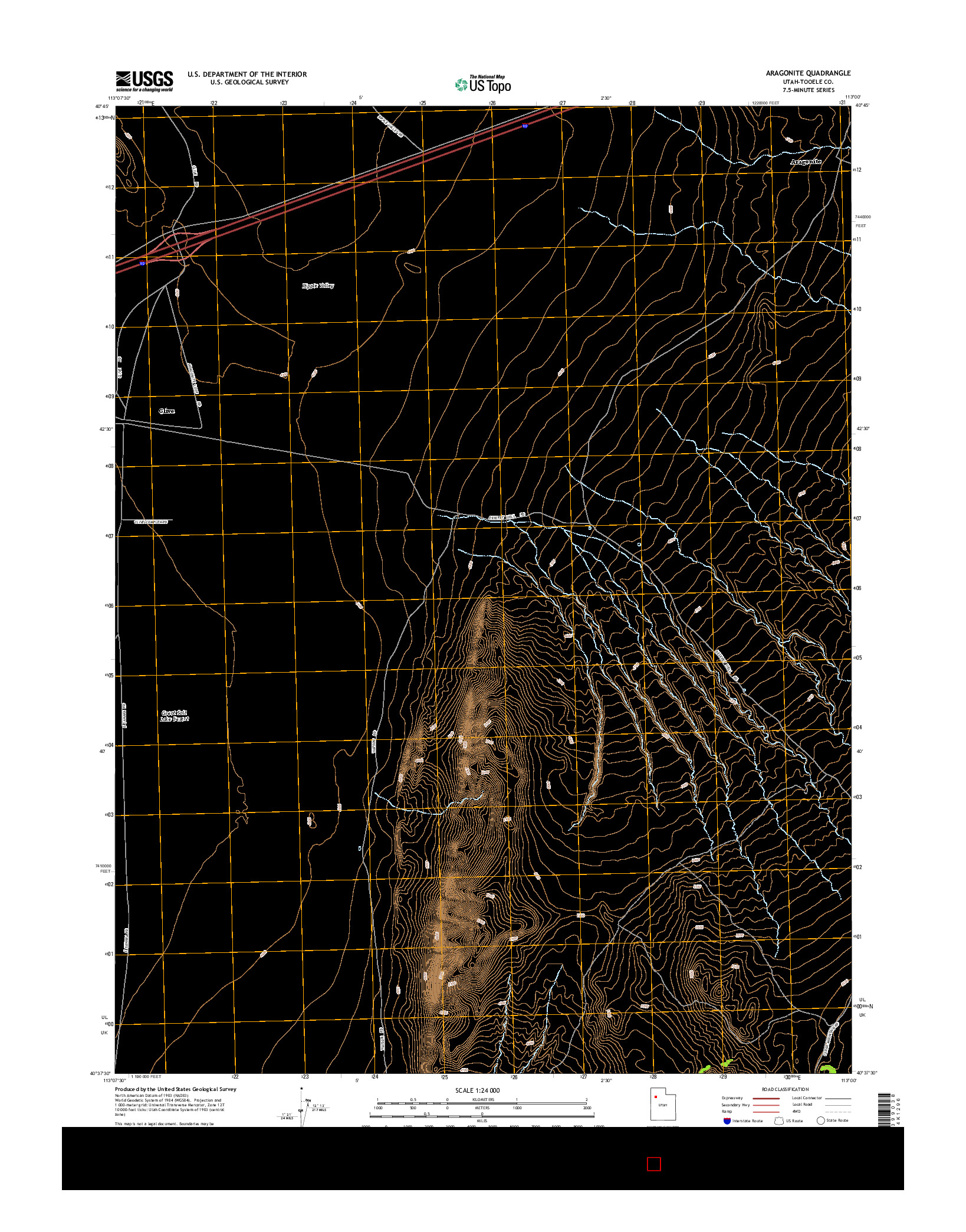 USGS US TOPO 7.5-MINUTE MAP FOR ARAGONITE, UT 2014