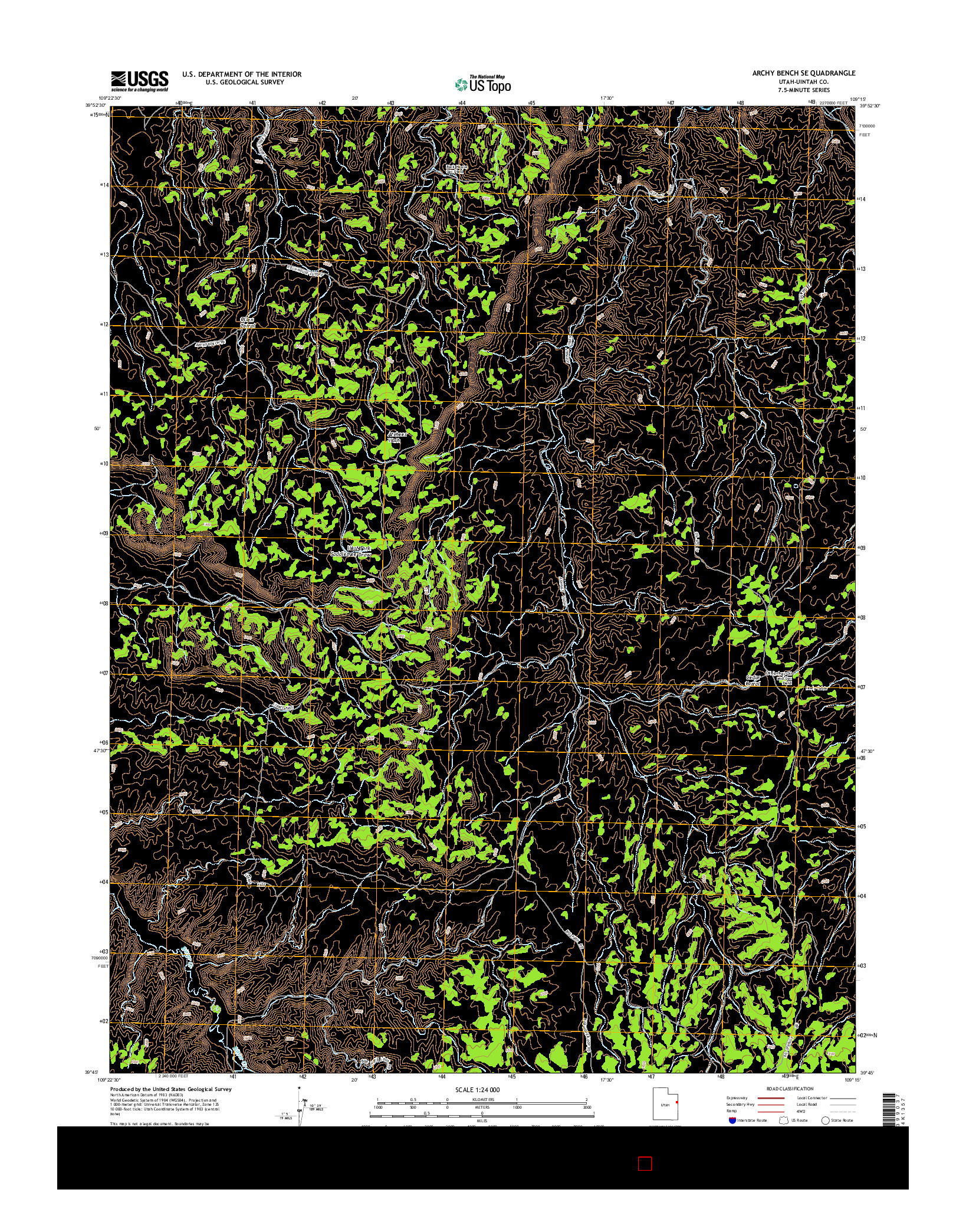 USGS US TOPO 7.5-MINUTE MAP FOR ARCHY BENCH SE, UT 2014