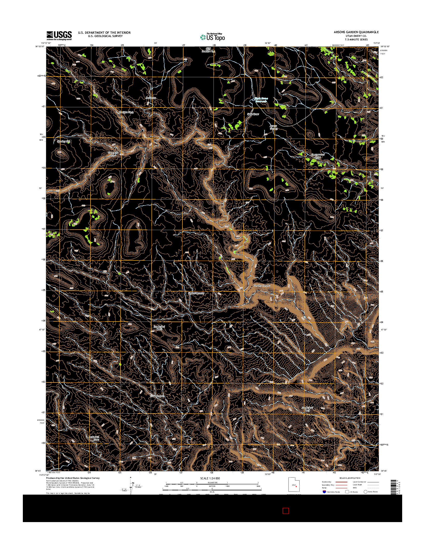 USGS US TOPO 7.5-MINUTE MAP FOR ARSONS GARDEN, UT 2014