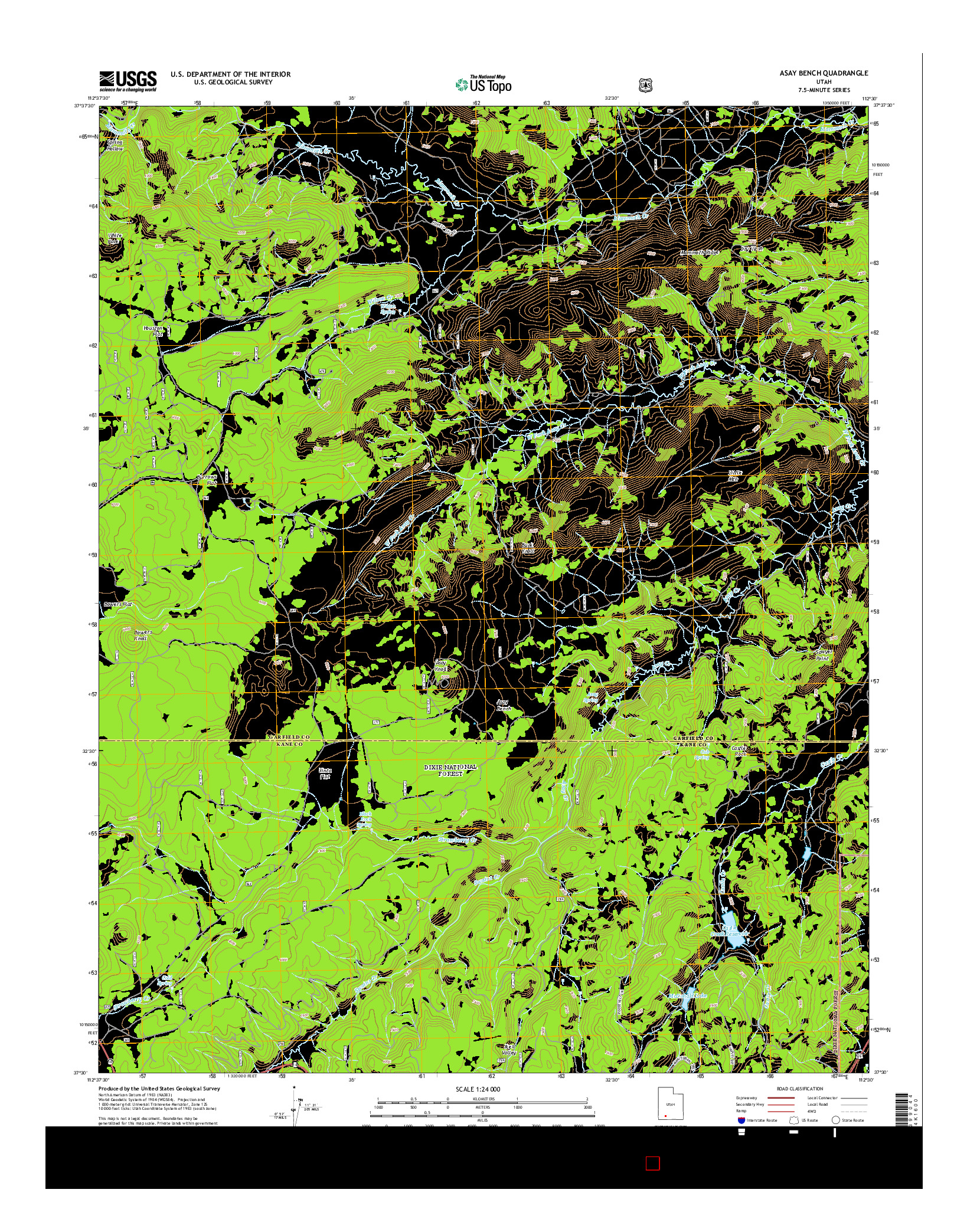 USGS US TOPO 7.5-MINUTE MAP FOR ASAY BENCH, UT 2014