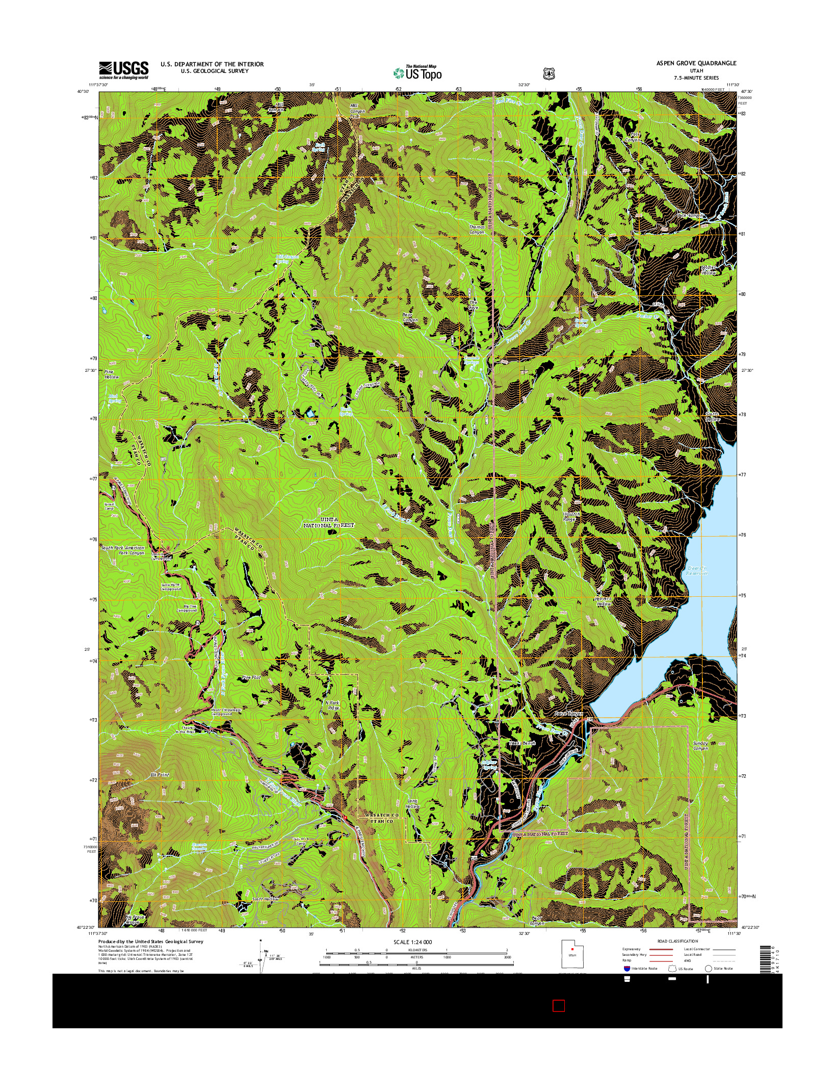 USGS US TOPO 7.5-MINUTE MAP FOR ASPEN GROVE, UT 2014