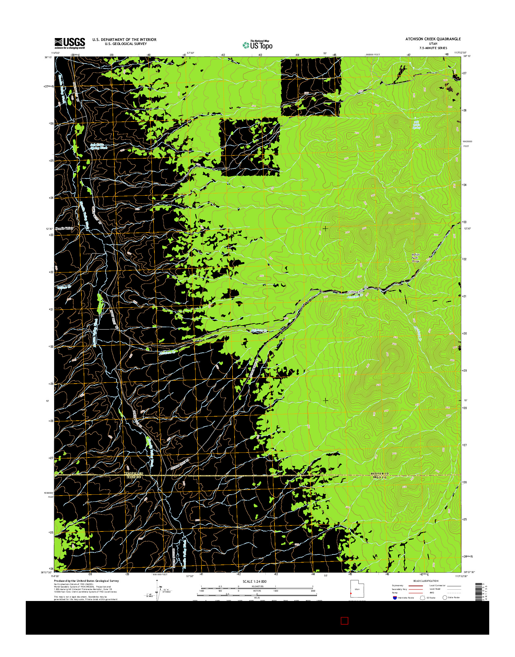 USGS US TOPO 7.5-MINUTE MAP FOR ATCHISON CREEK, UT 2014