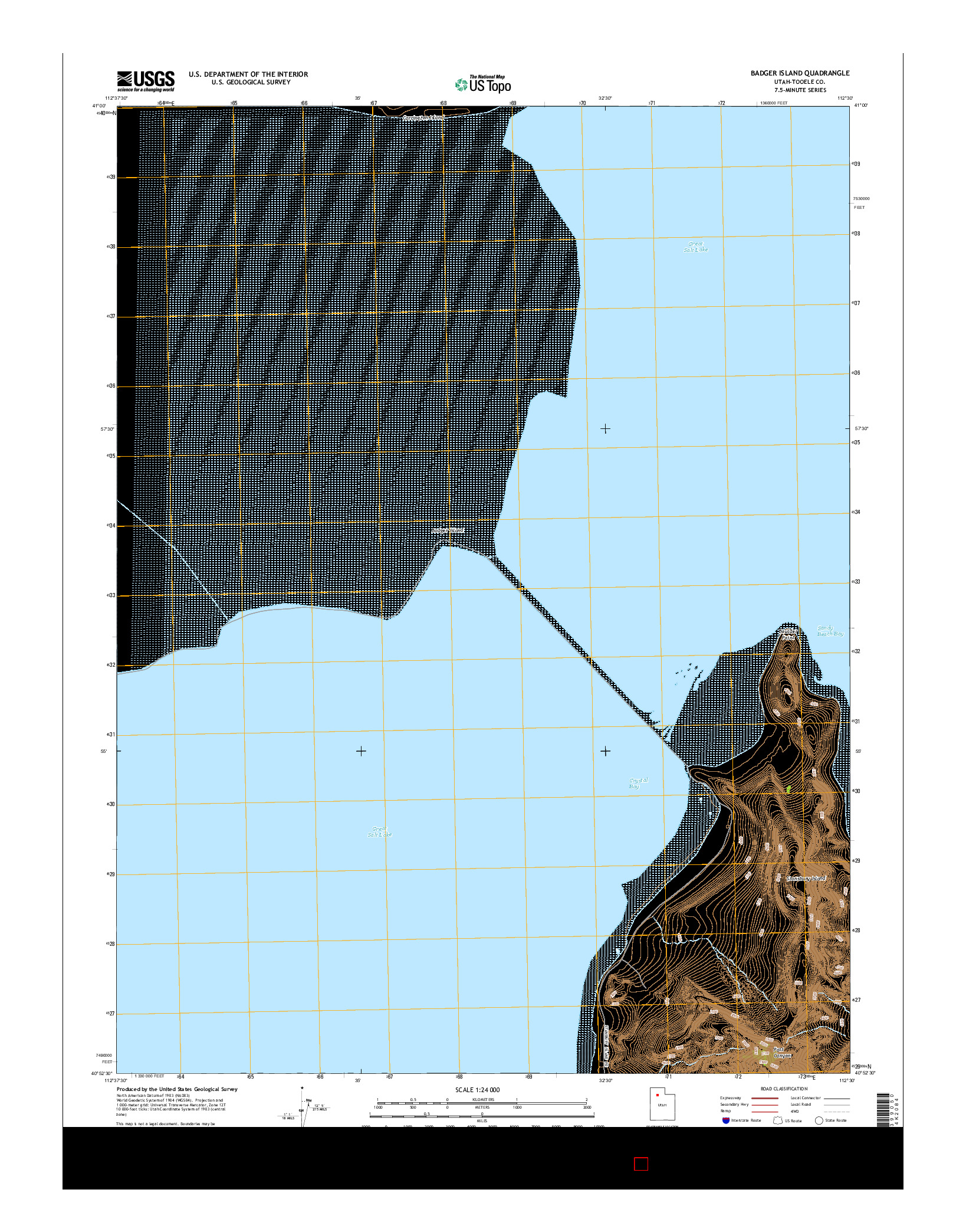 USGS US TOPO 7.5-MINUTE MAP FOR BADGER ISLAND, UT 2014