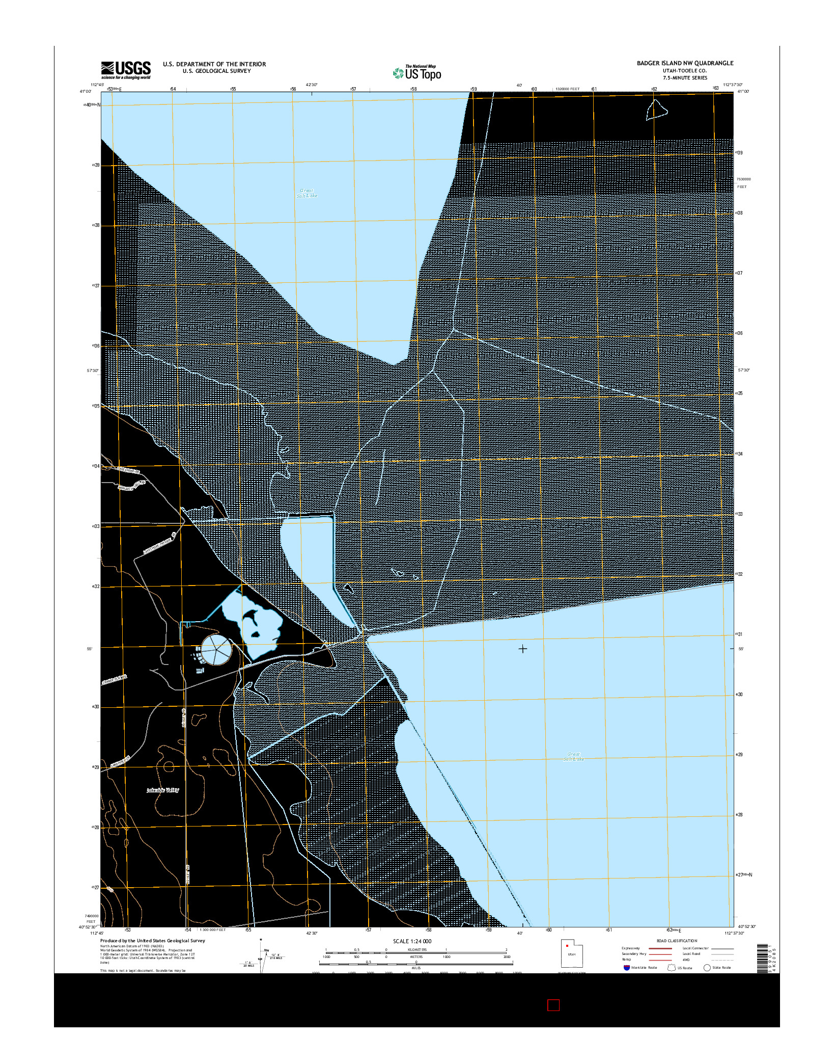 USGS US TOPO 7.5-MINUTE MAP FOR BADGER ISLAND NW, UT 2014