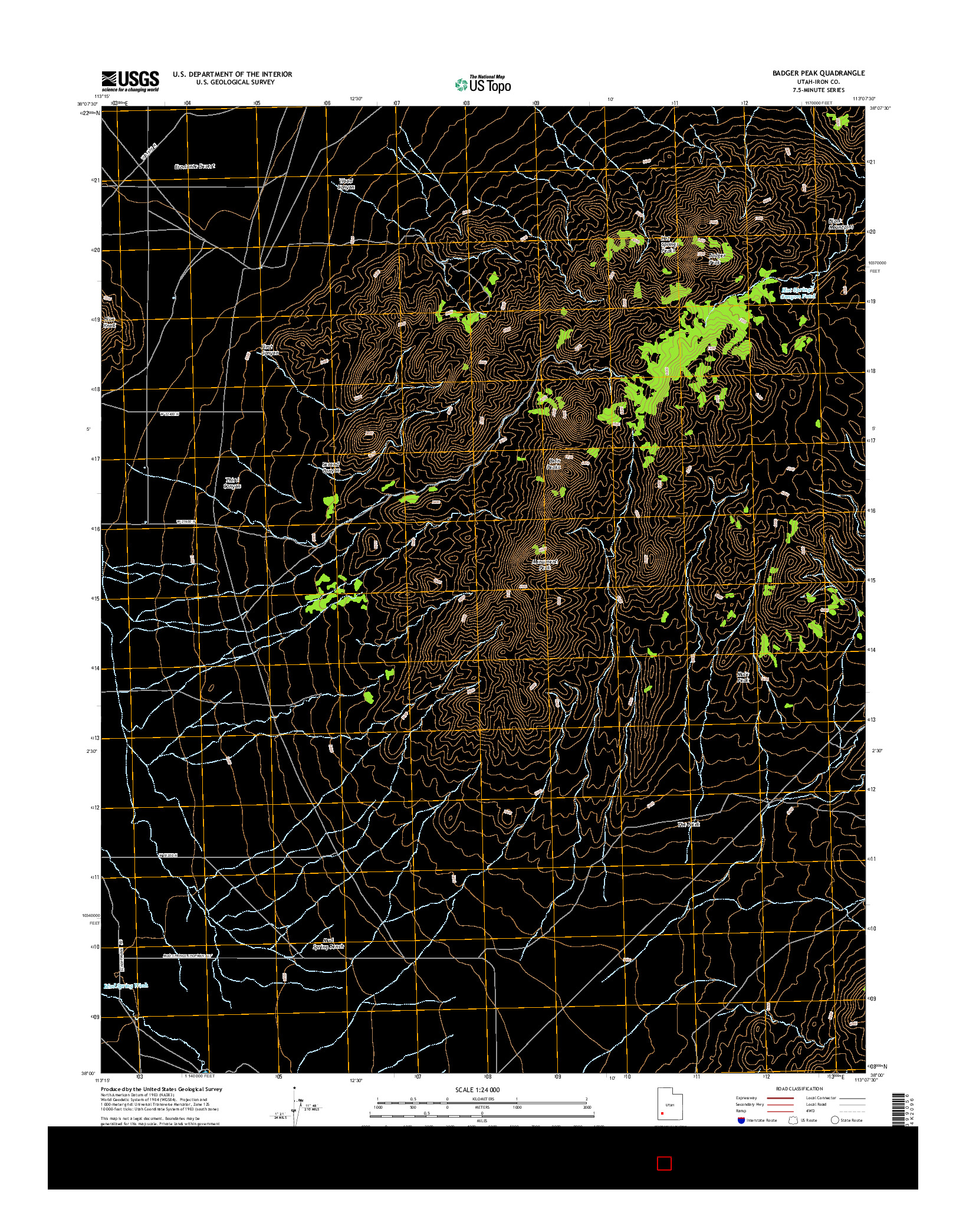 USGS US TOPO 7.5-MINUTE MAP FOR BADGER PEAK, UT 2014