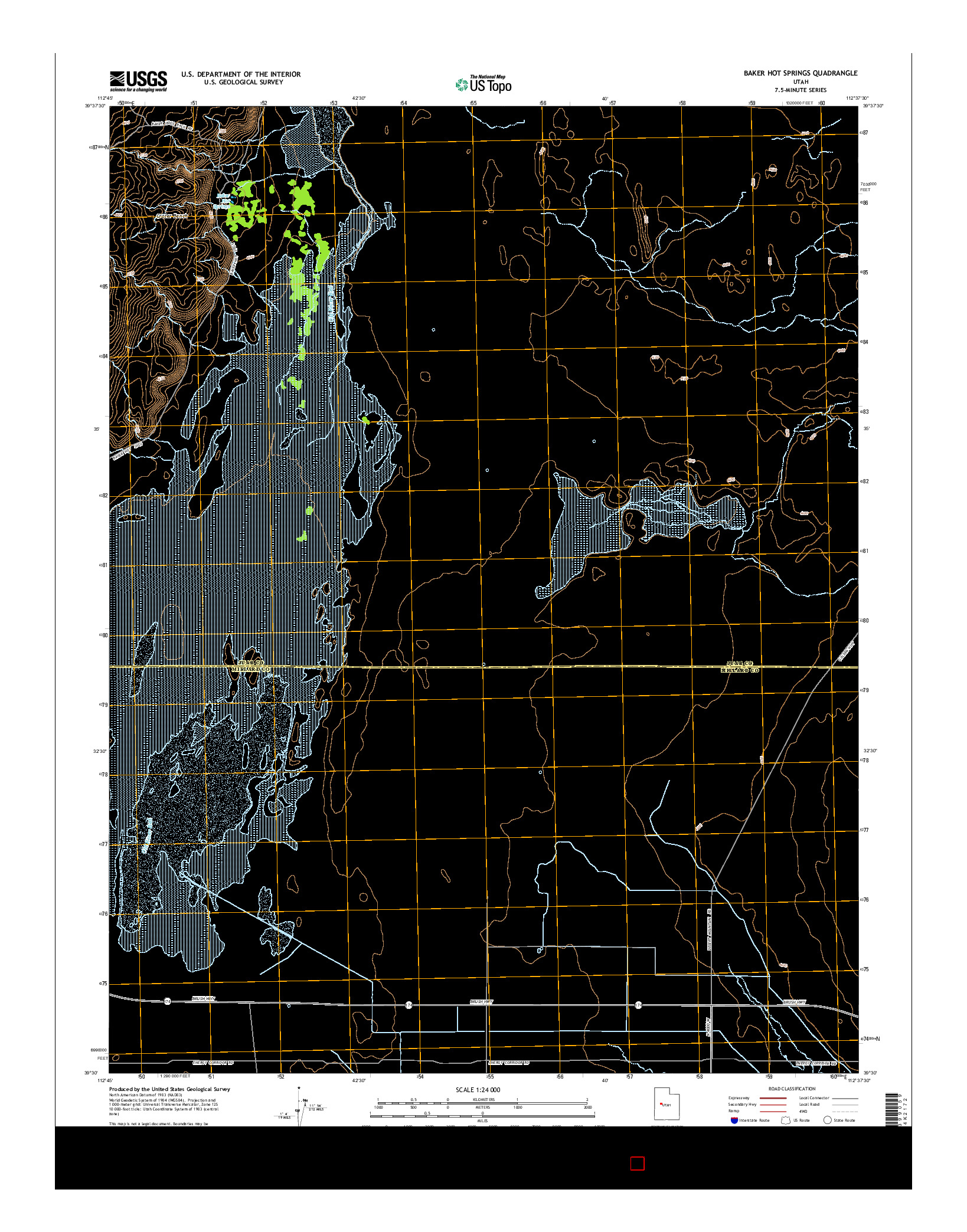 USGS US TOPO 7.5-MINUTE MAP FOR BAKER HOT SPRINGS, UT 2014