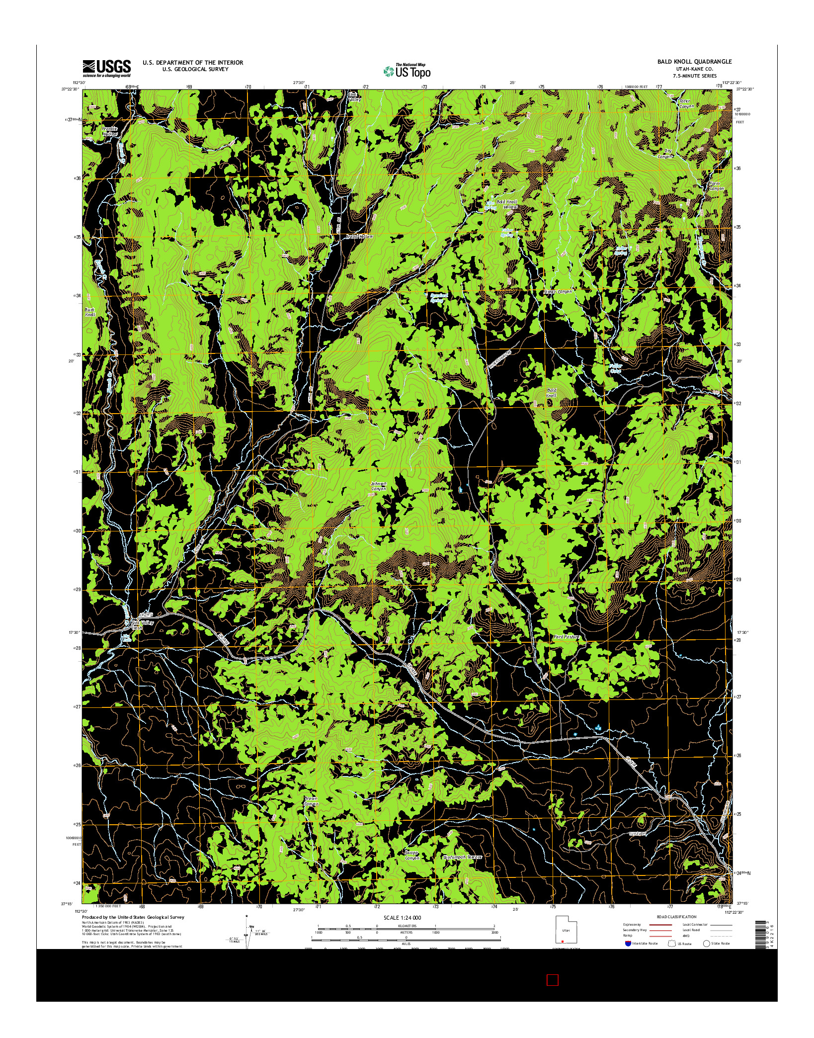 USGS US TOPO 7.5-MINUTE MAP FOR BALD KNOLL, UT 2014