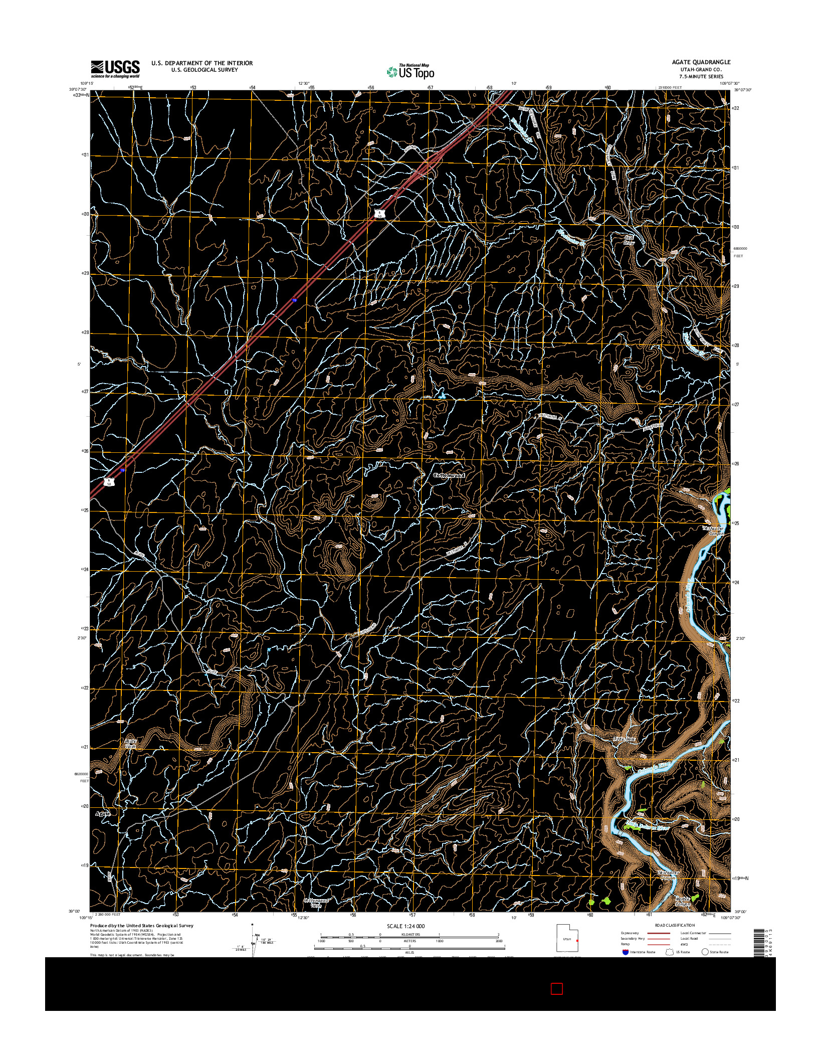USGS US TOPO 7.5-MINUTE MAP FOR AGATE, UT 2014