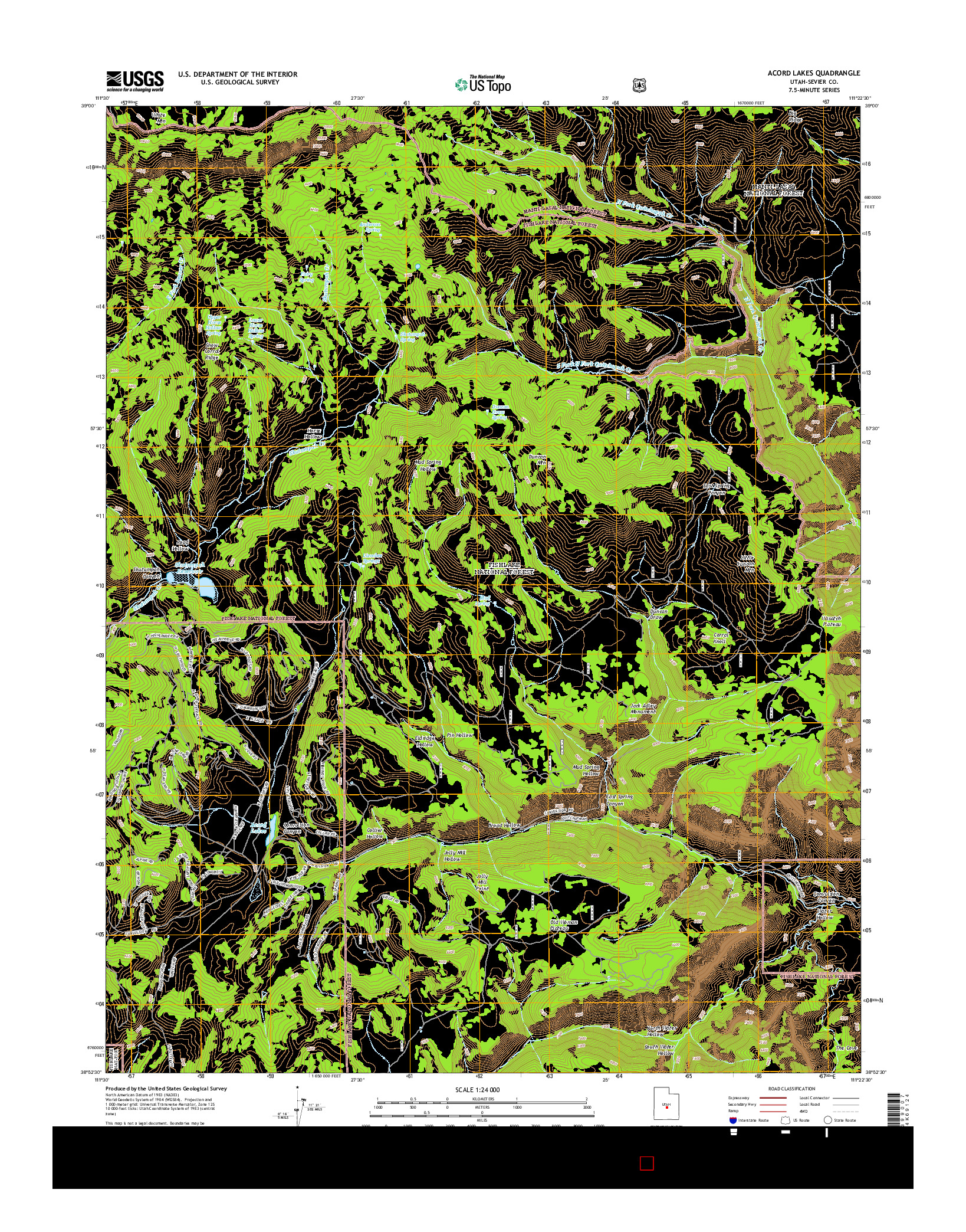 USGS US TOPO 7.5-MINUTE MAP FOR ACORD LAKES, UT 2014