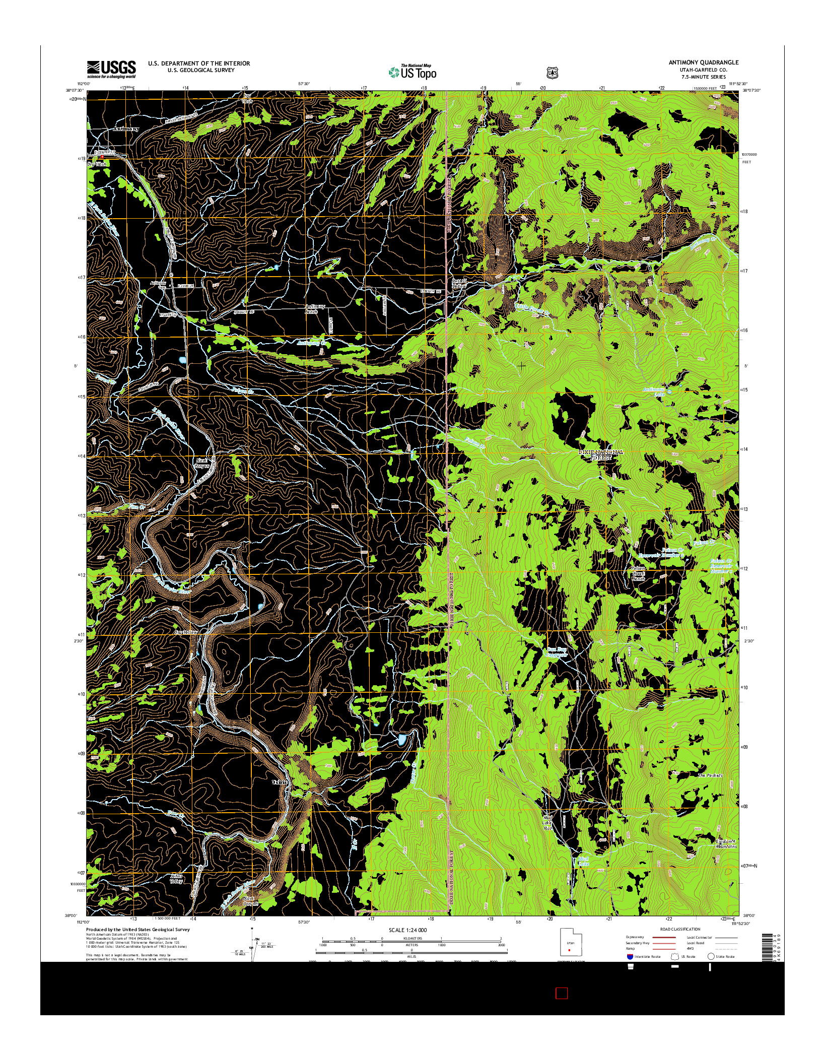 USGS US TOPO 7.5-MINUTE MAP FOR ANTIMONY, UT 2014