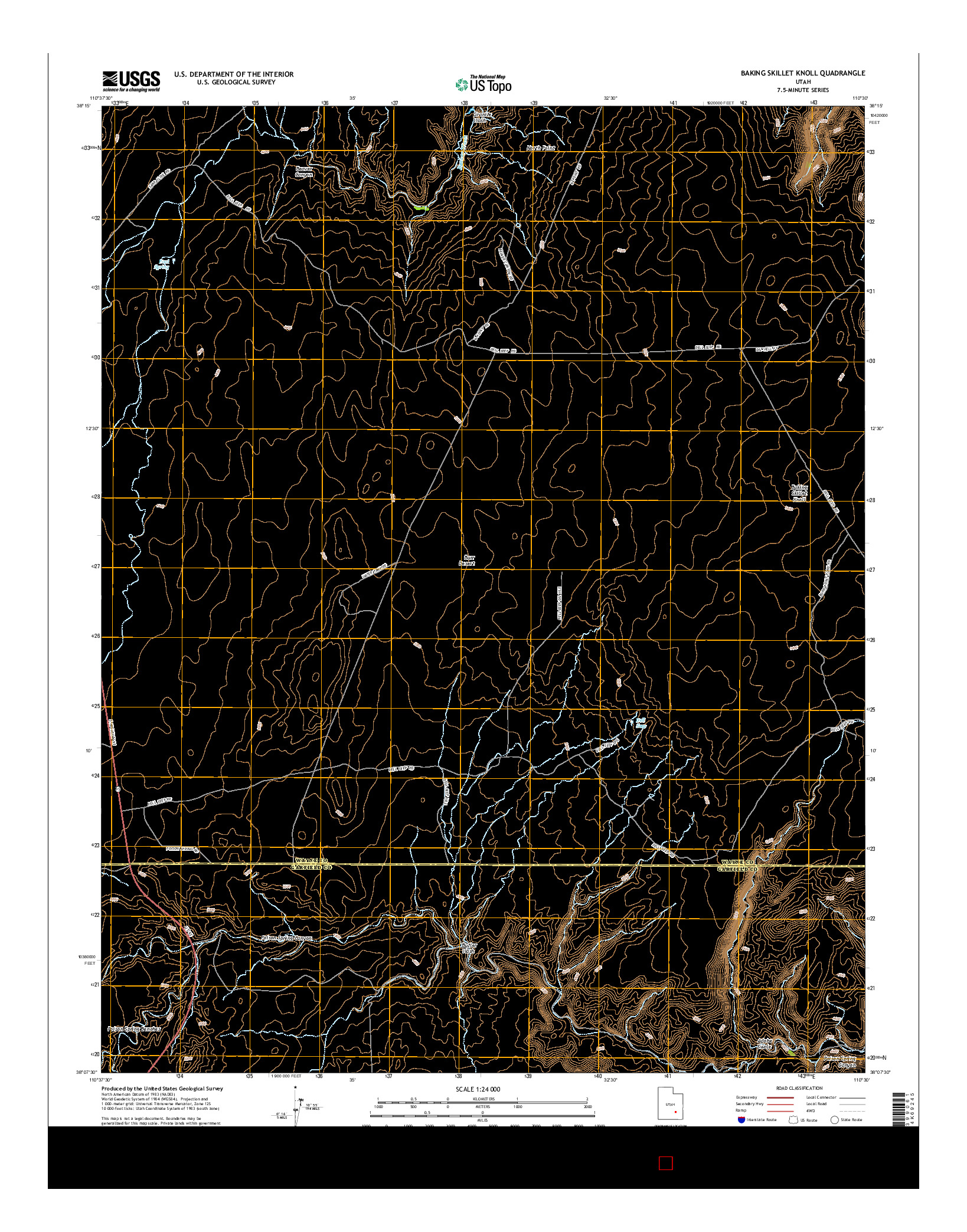 USGS US TOPO 7.5-MINUTE MAP FOR BAKING SKILLET KNOLL, UT 2014