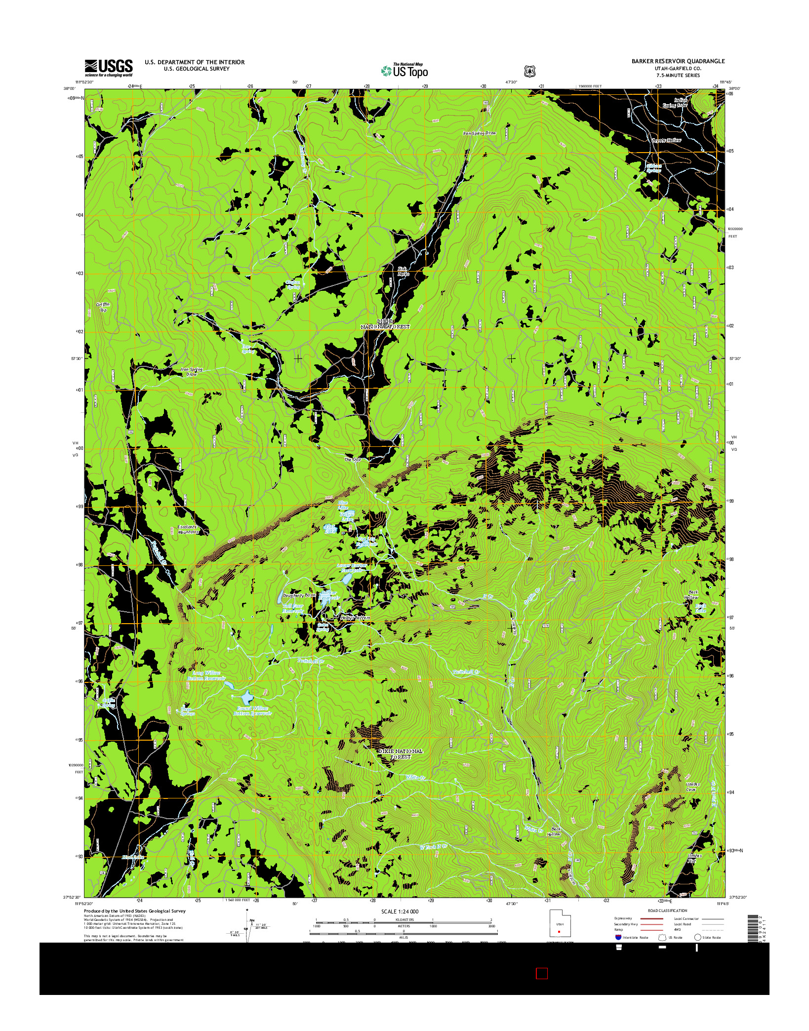 USGS US TOPO 7.5-MINUTE MAP FOR BARKER RESERVOIR, UT 2014