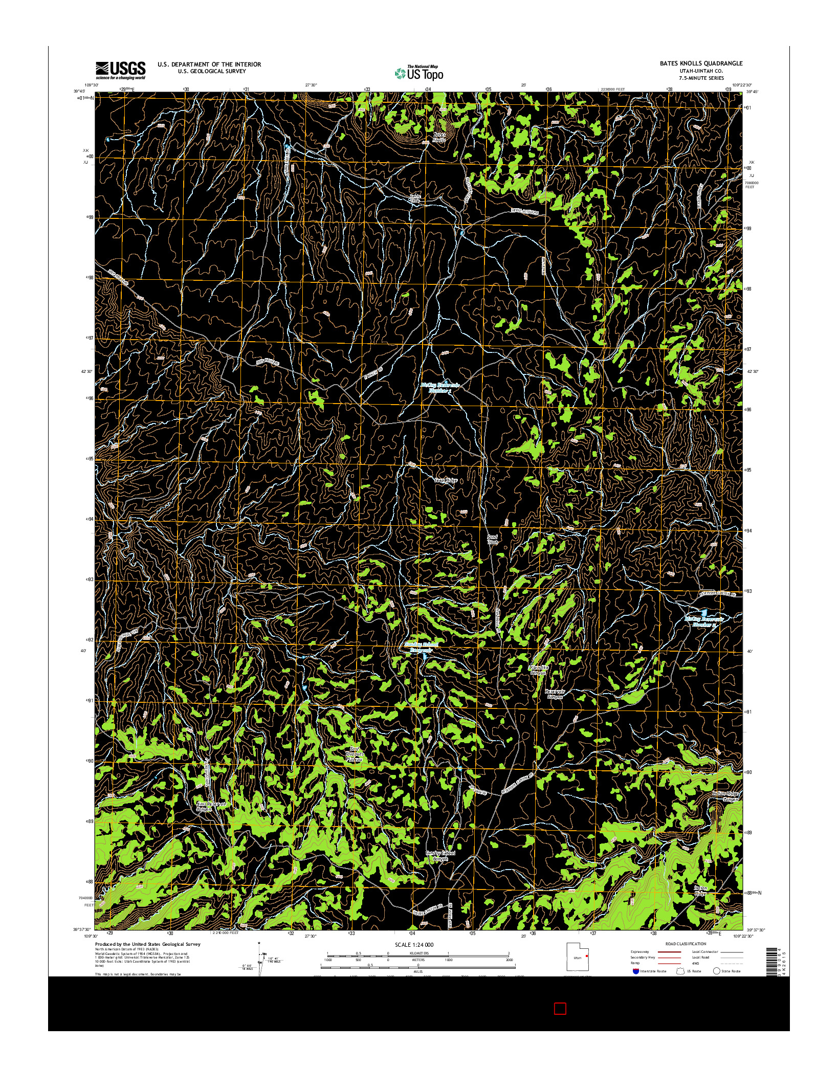 USGS US TOPO 7.5-MINUTE MAP FOR BATES KNOLLS, UT 2014