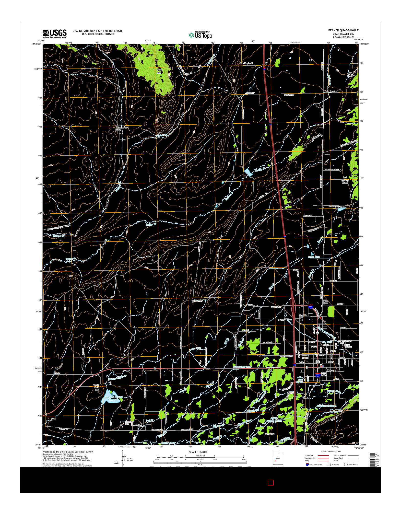 USGS US TOPO 7.5-MINUTE MAP FOR BEAVER, UT 2014