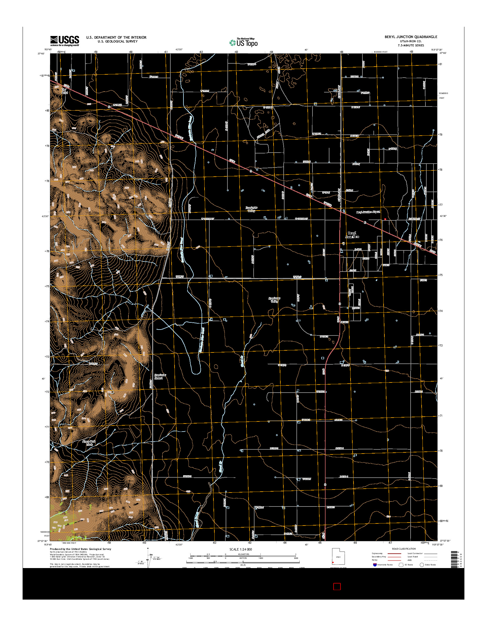 USGS US TOPO 7.5-MINUTE MAP FOR BERYL JUNCTION, UT 2014