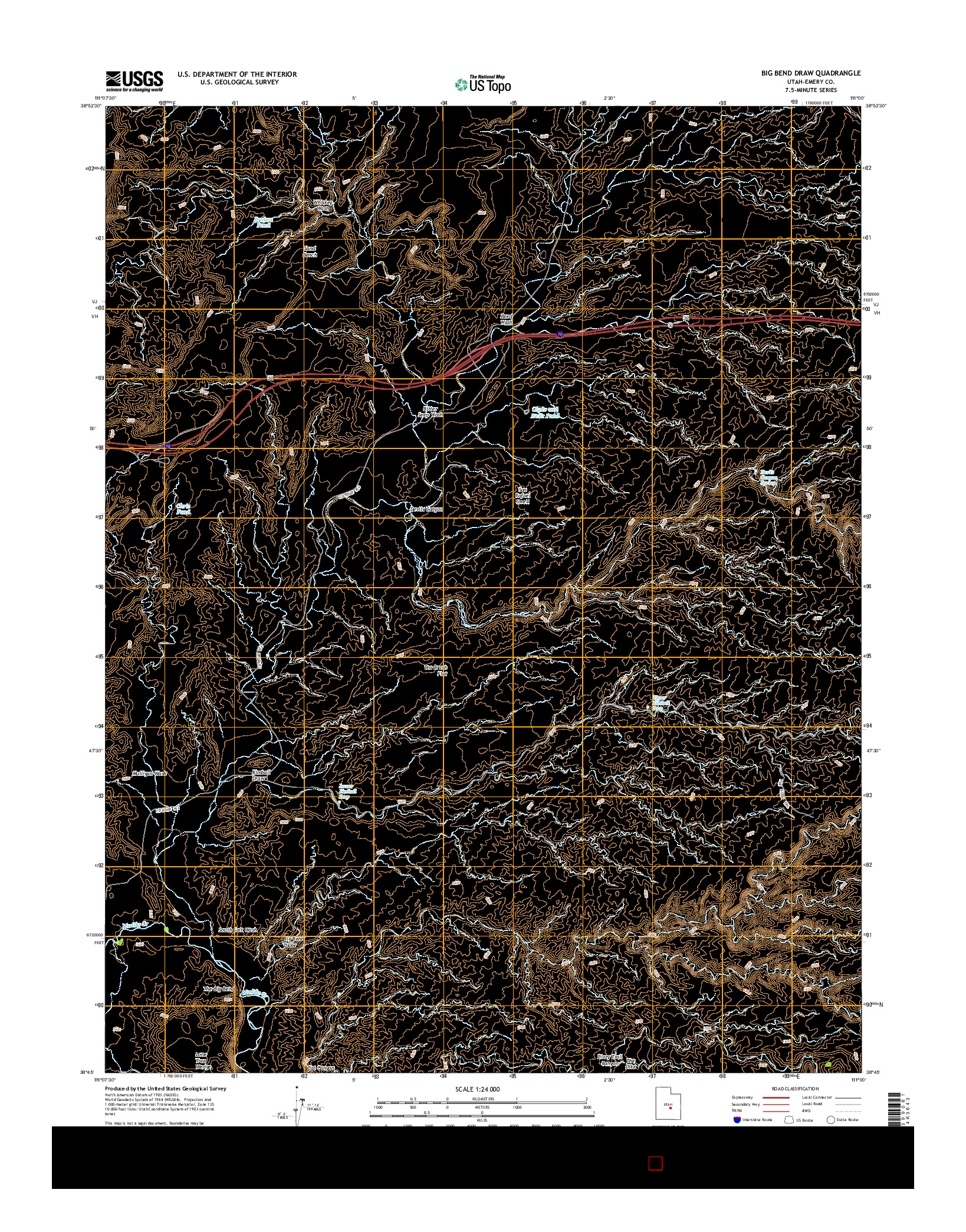 USGS US TOPO 7.5-MINUTE MAP FOR BIG BEND DRAW, UT 2014