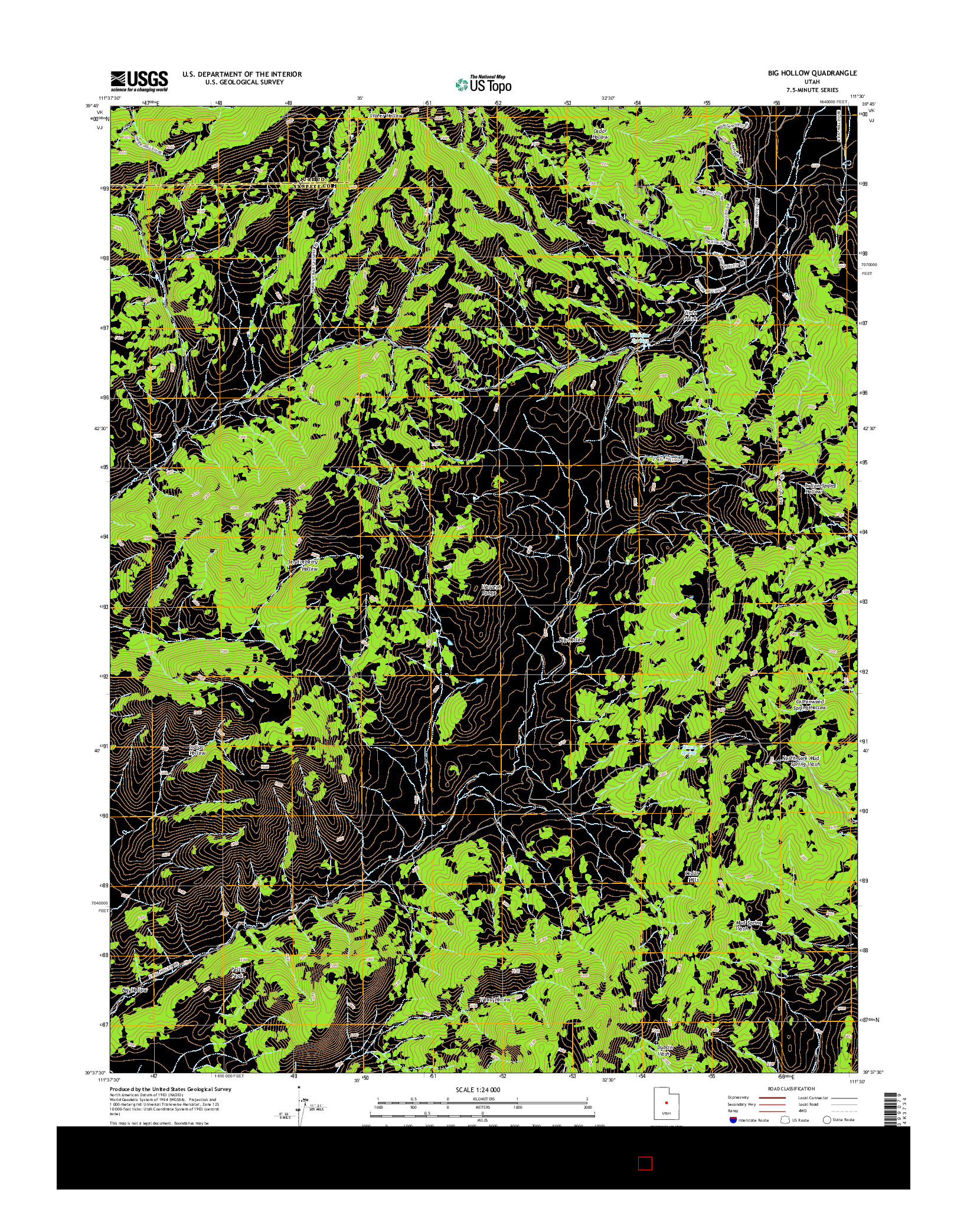 USGS US TOPO 7.5-MINUTE MAP FOR BIG HOLLOW, UT 2014