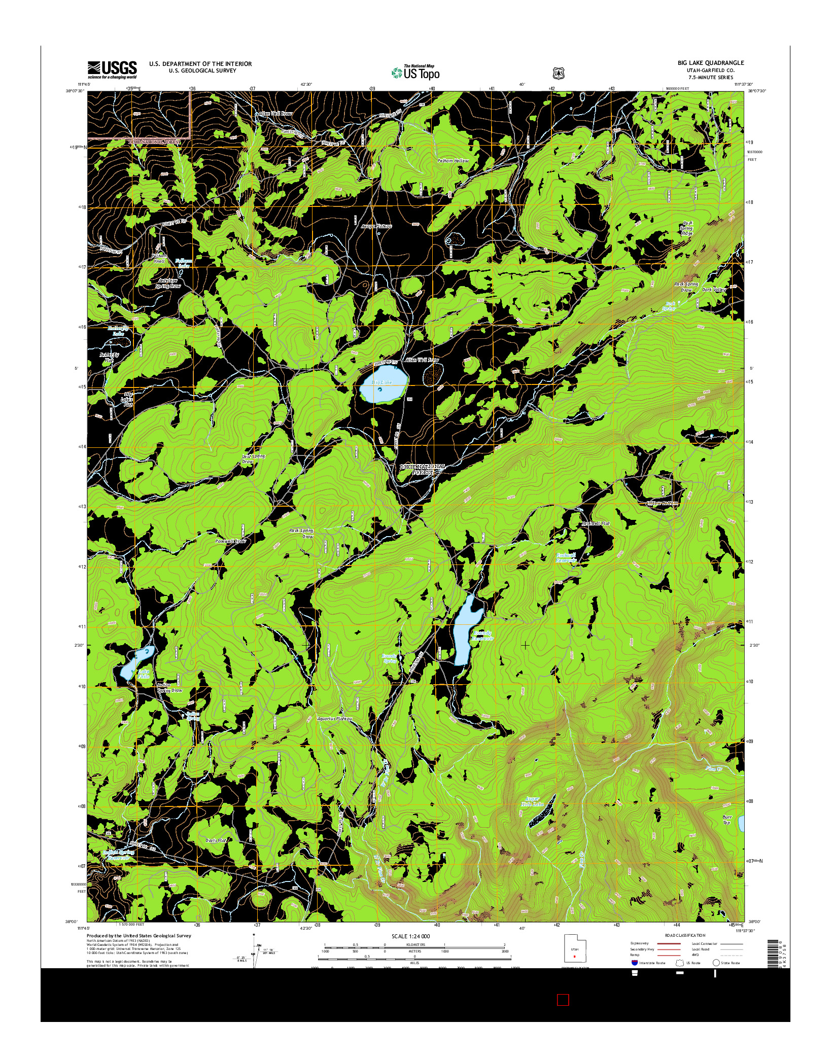 USGS US TOPO 7.5-MINUTE MAP FOR BIG LAKE, UT 2014