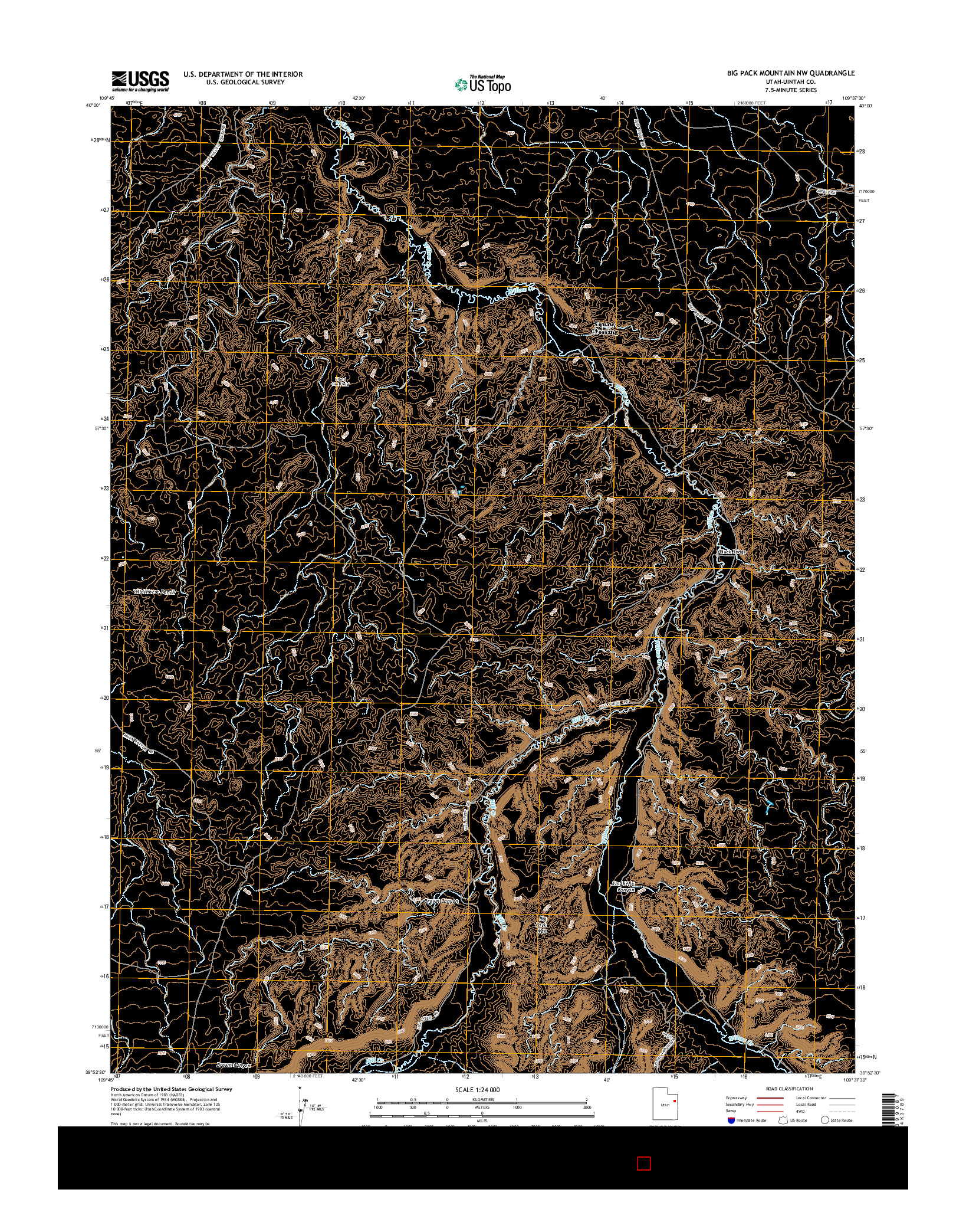 USGS US TOPO 7.5-MINUTE MAP FOR BIG PACK MOUNTAIN NW, UT 2014