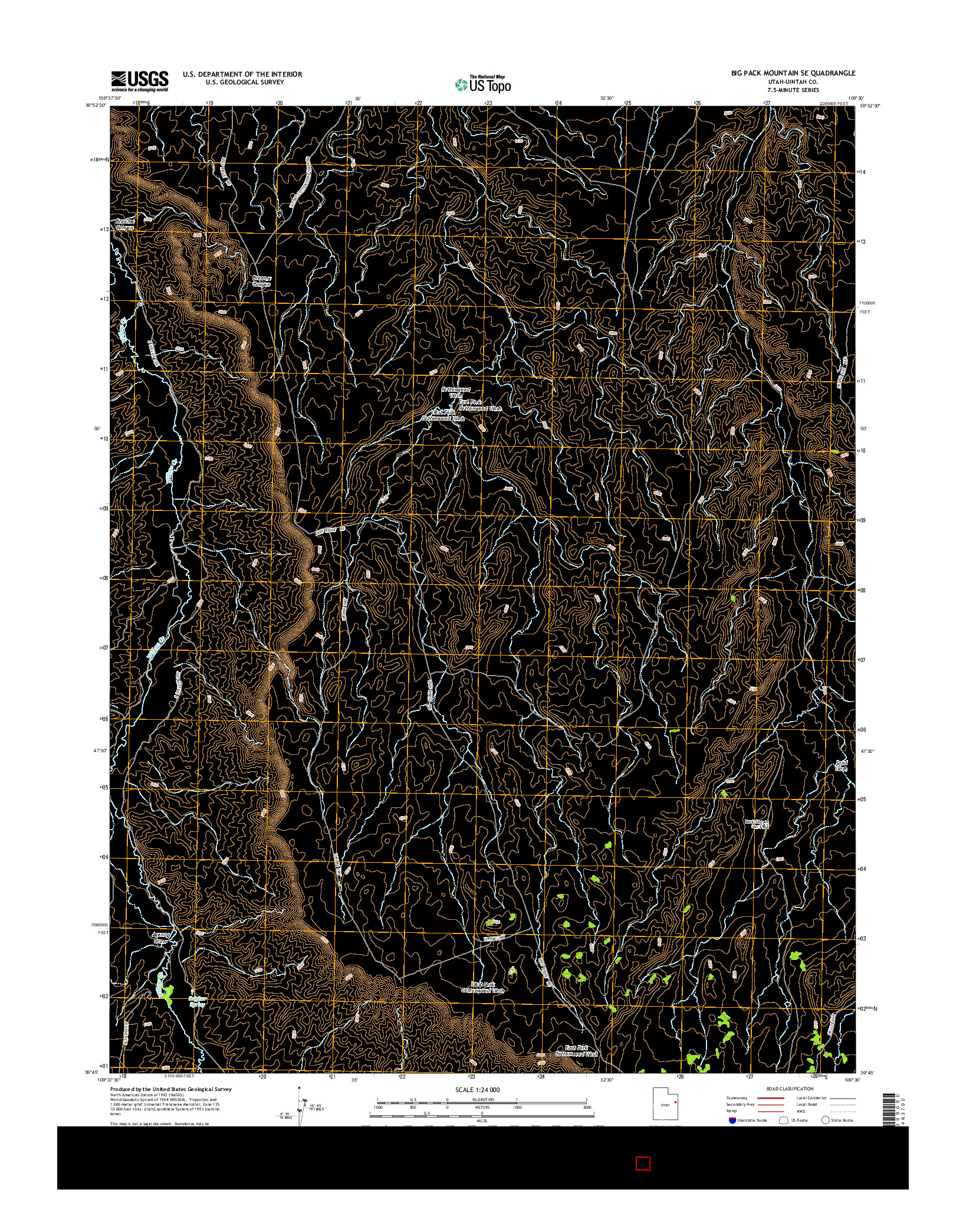 USGS US TOPO 7.5-MINUTE MAP FOR BIG PACK MOUNTAIN SE, UT 2014