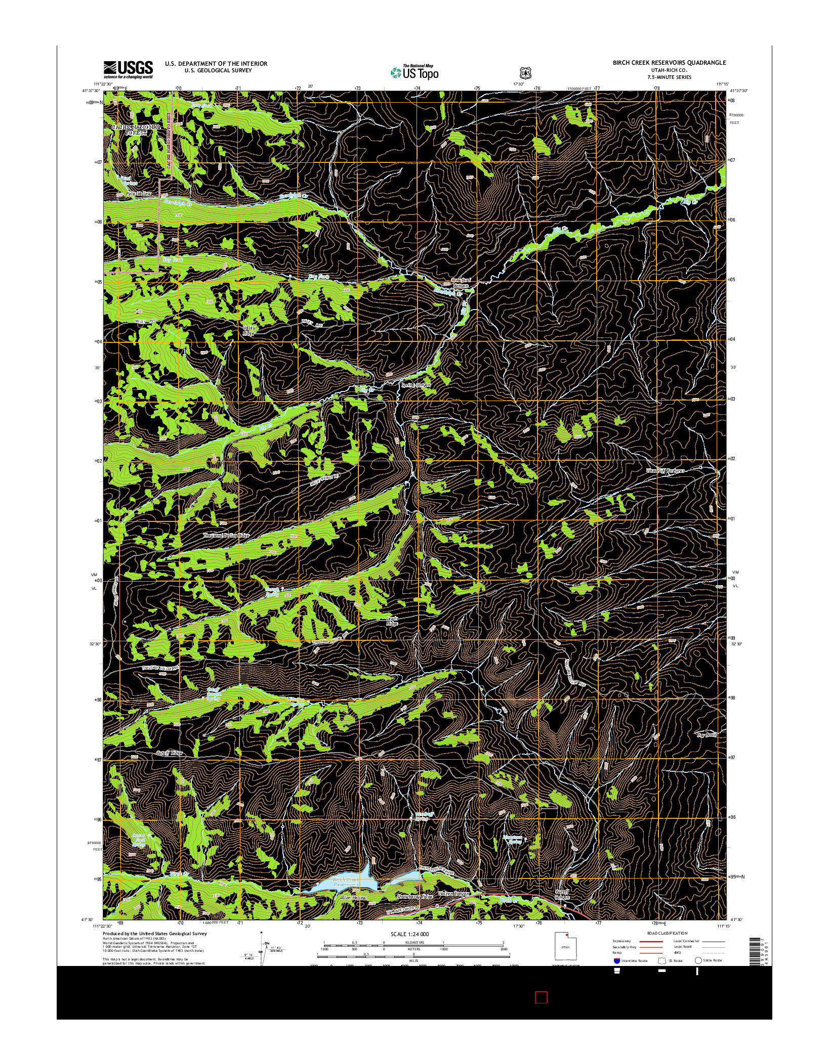 USGS US TOPO 7.5-MINUTE MAP FOR BIRCH CREEK RESERVOIRS, UT 2014