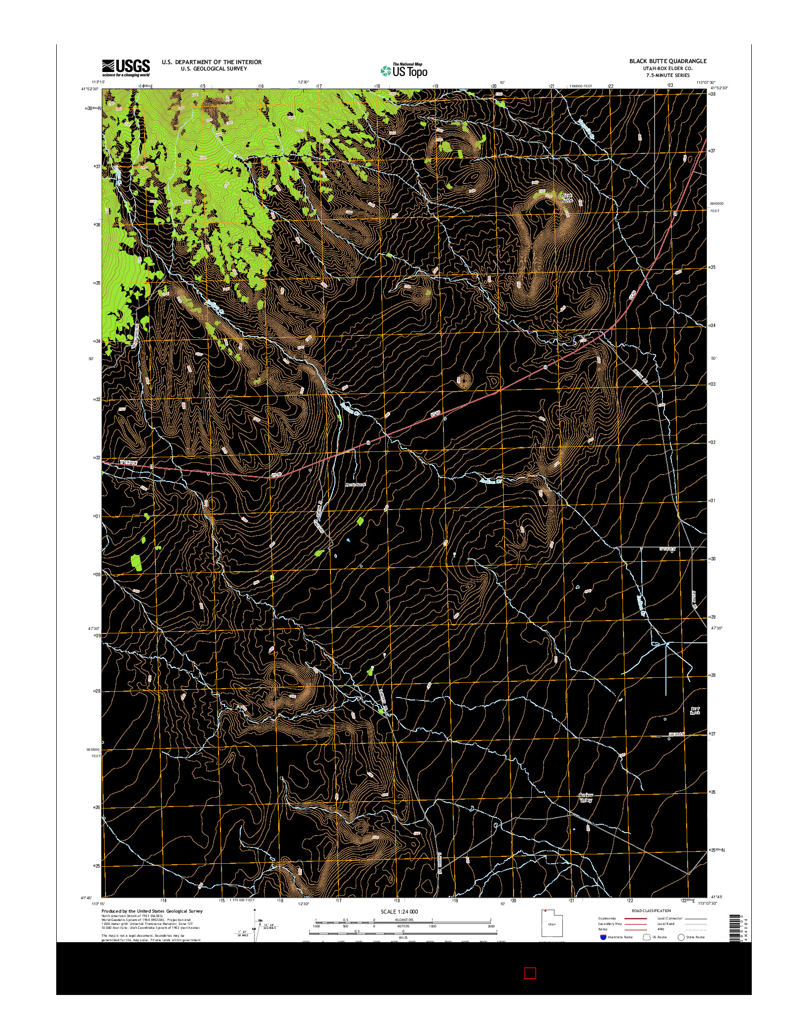 USGS US TOPO 7.5-MINUTE MAP FOR BLACK BUTTE, UT 2014