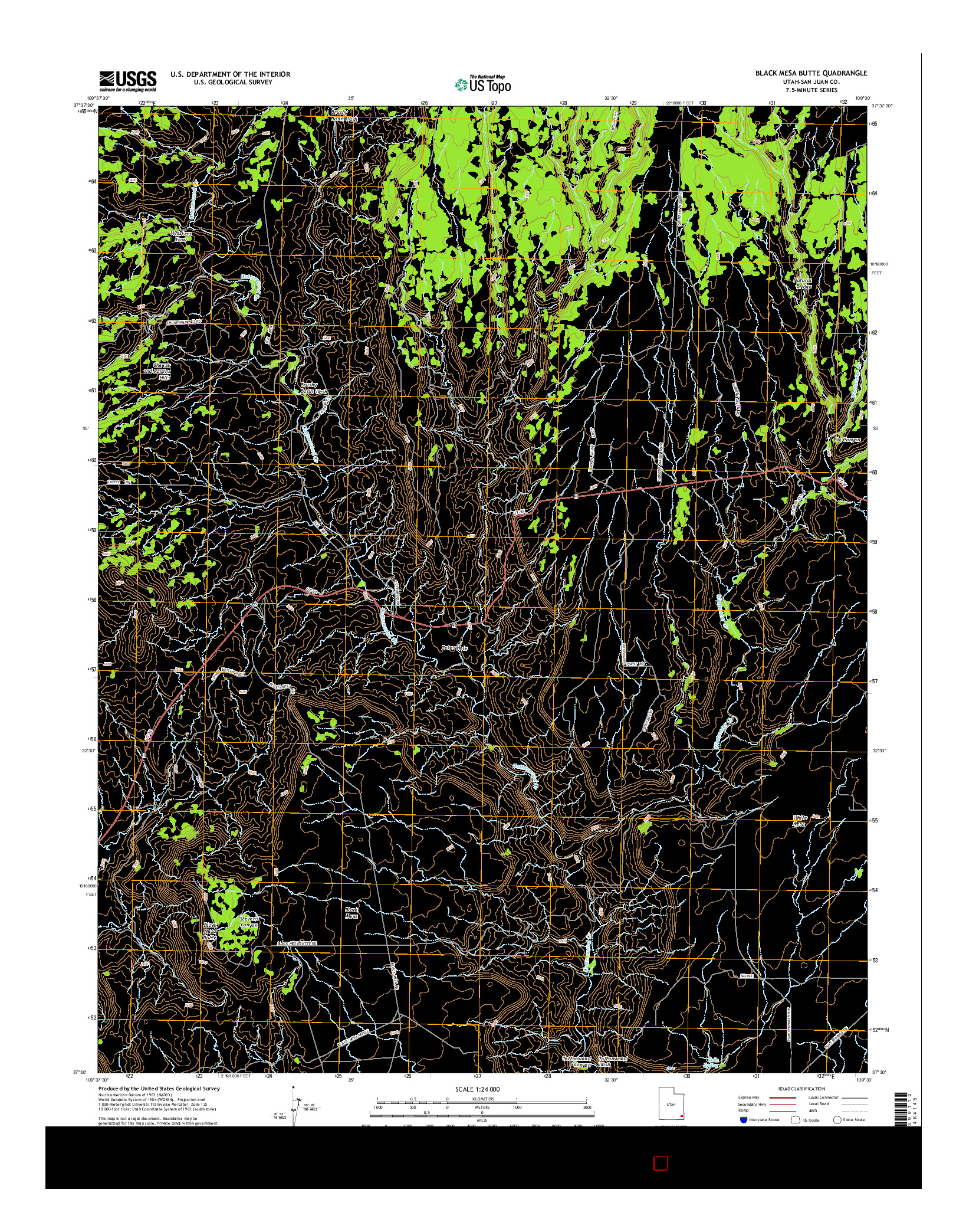 USGS US TOPO 7.5-MINUTE MAP FOR BLACK MESA BUTTE, UT 2014