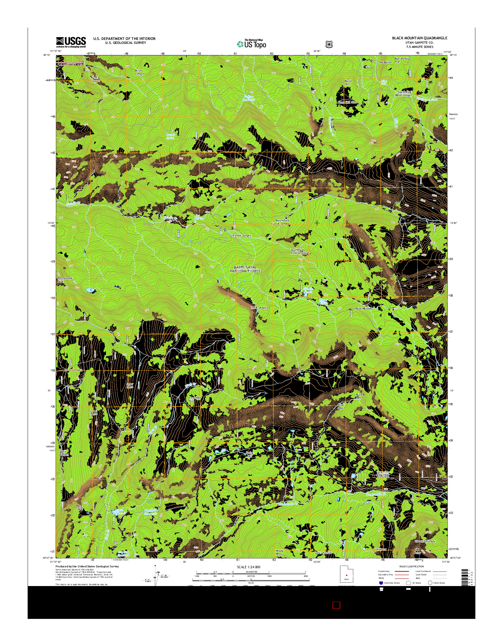 USGS US TOPO 7.5-MINUTE MAP FOR BLACK MOUNTAIN, UT 2014