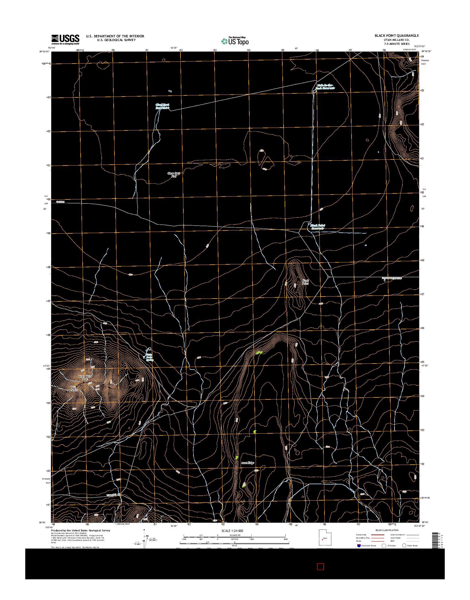 USGS US TOPO 7.5-MINUTE MAP FOR BLACK POINT, UT 2014