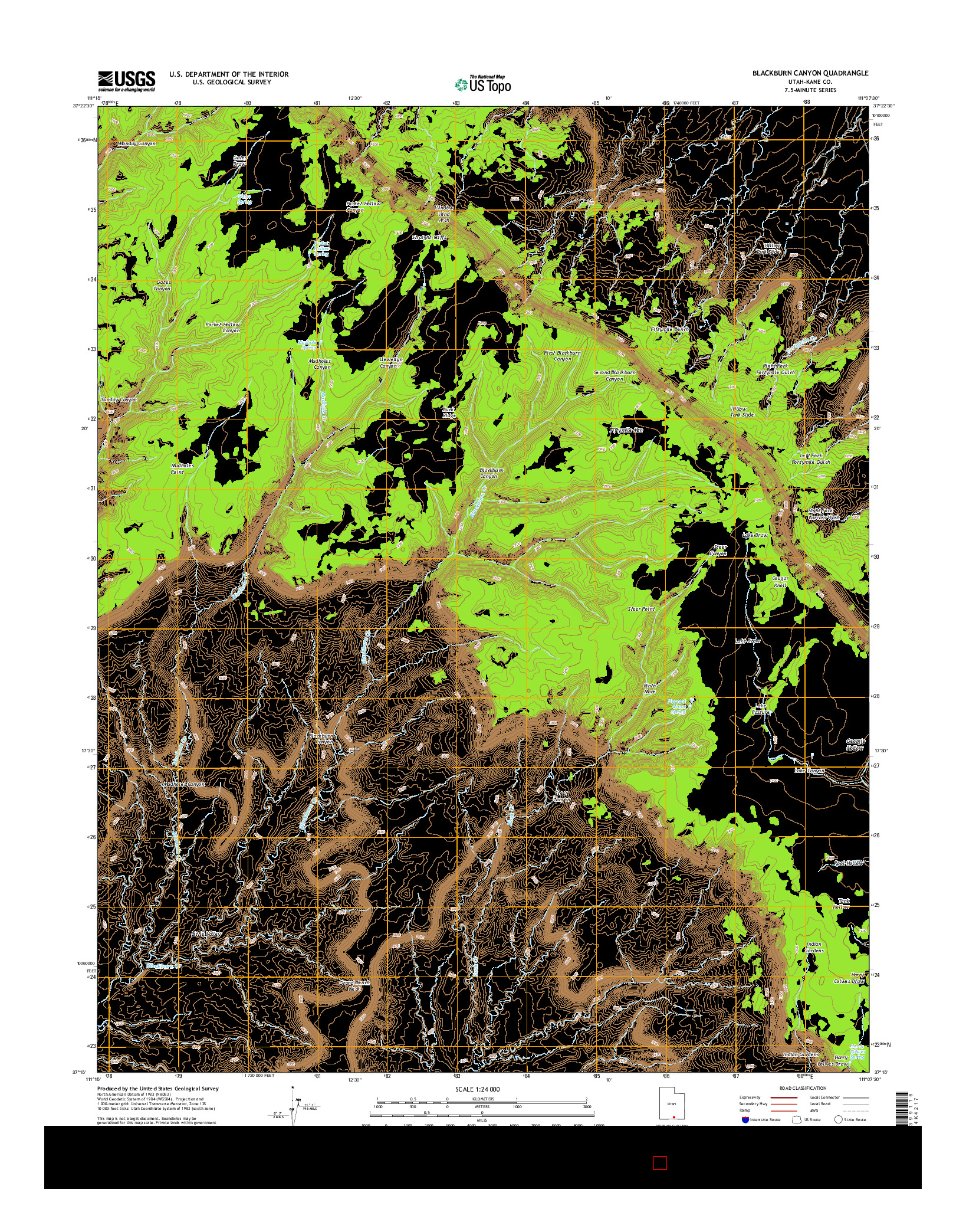 USGS US TOPO 7.5-MINUTE MAP FOR BLACKBURN CANYON, UT 2014