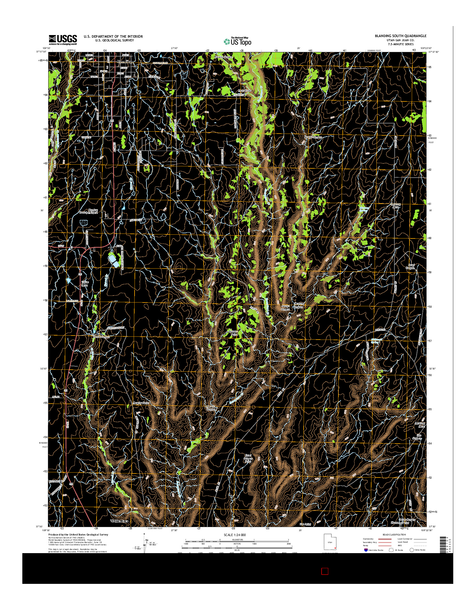 USGS US TOPO 7.5-MINUTE MAP FOR BLANDING SOUTH, UT 2014