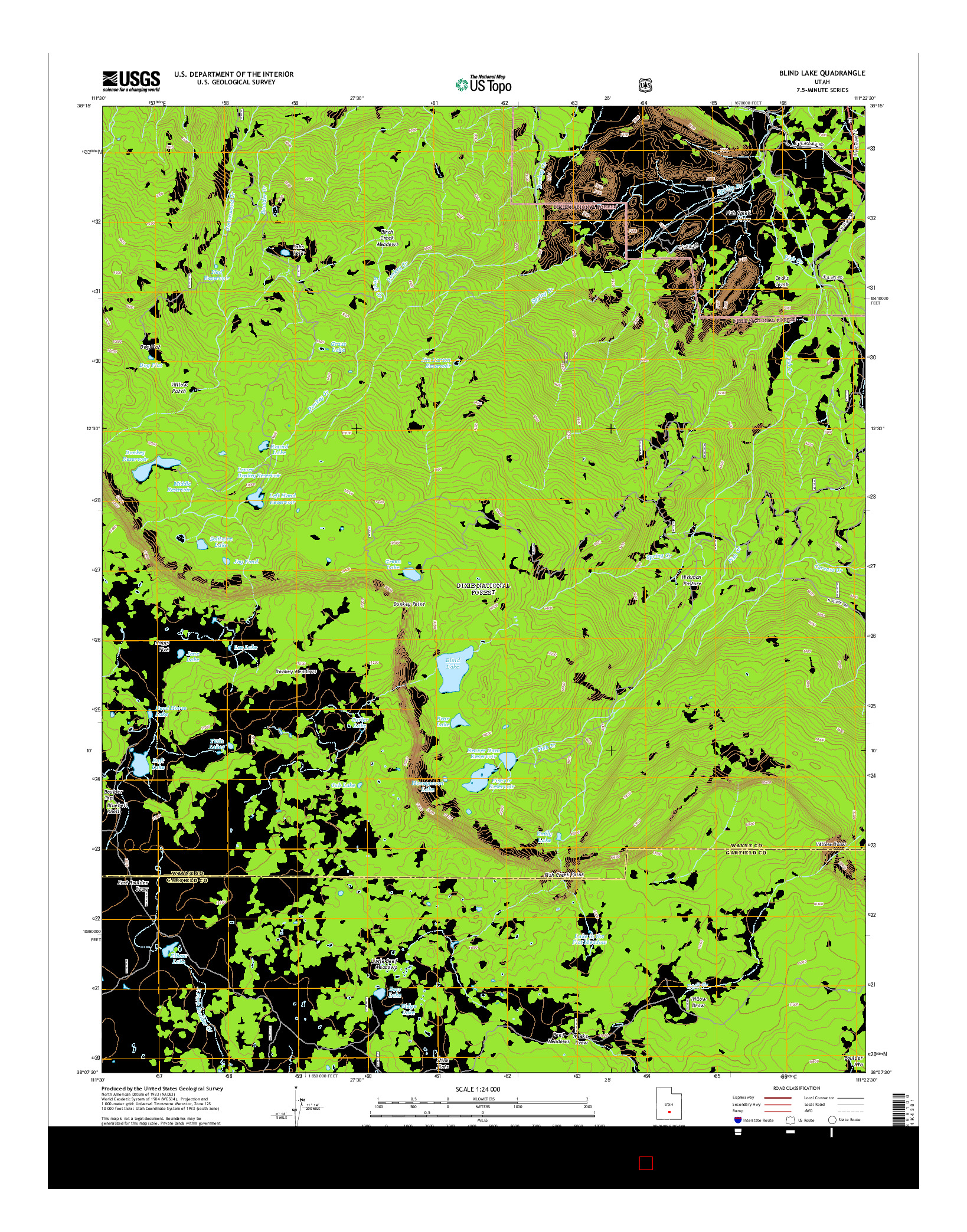 USGS US TOPO 7.5-MINUTE MAP FOR BLIND LAKE, UT 2014