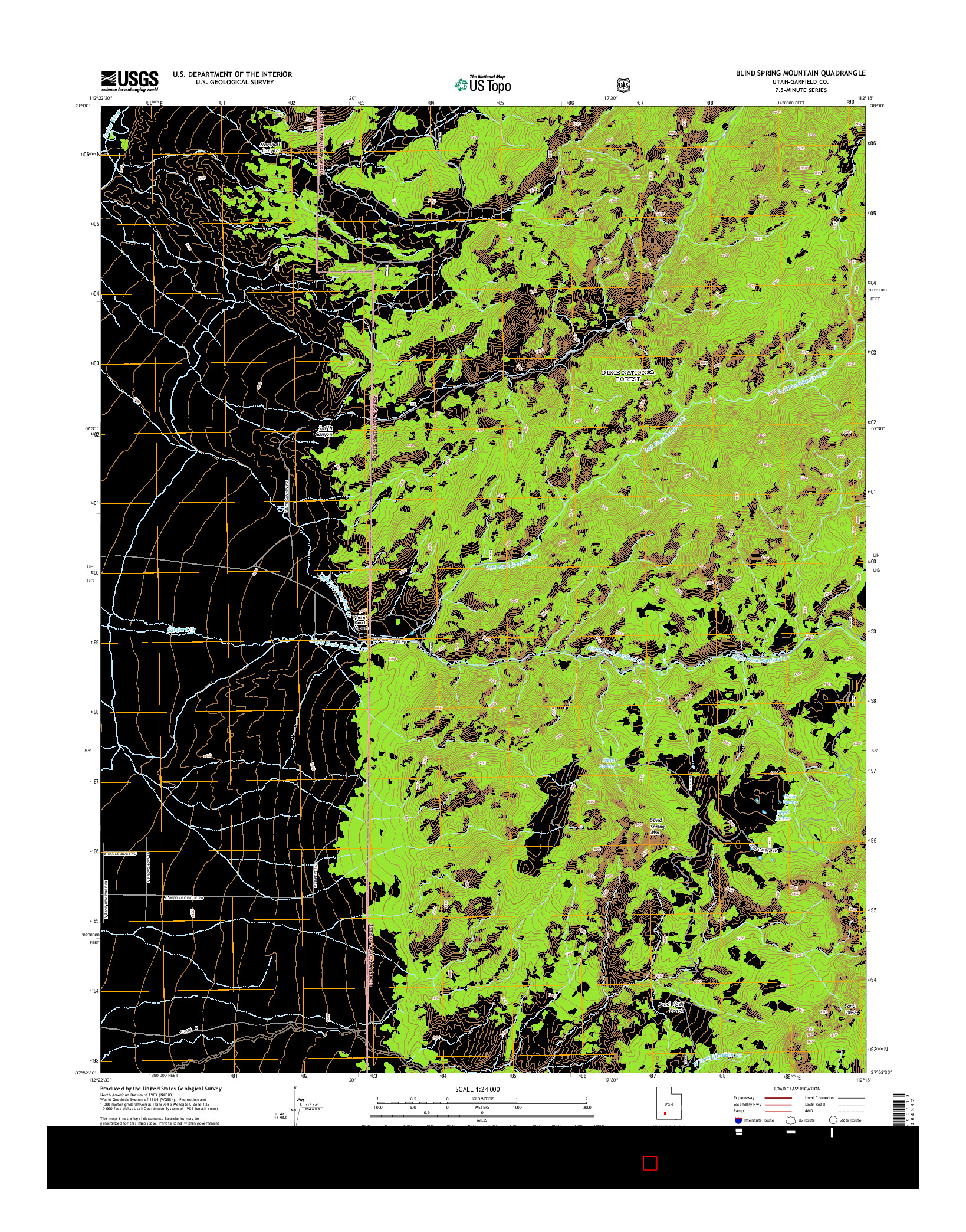 USGS US TOPO 7.5-MINUTE MAP FOR BLIND SPRING MOUNTAIN, UT 2014