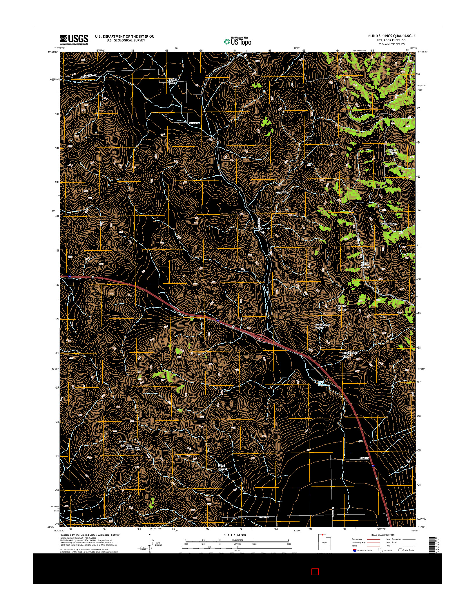 USGS US TOPO 7.5-MINUTE MAP FOR BLIND SPRINGS, UT 2014